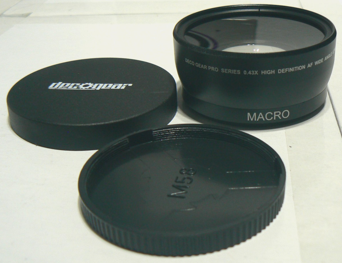 Deco Gear Pro Series 58mm HD 0.43X Wide Angle Macro Threaded Lens +Both End Caps