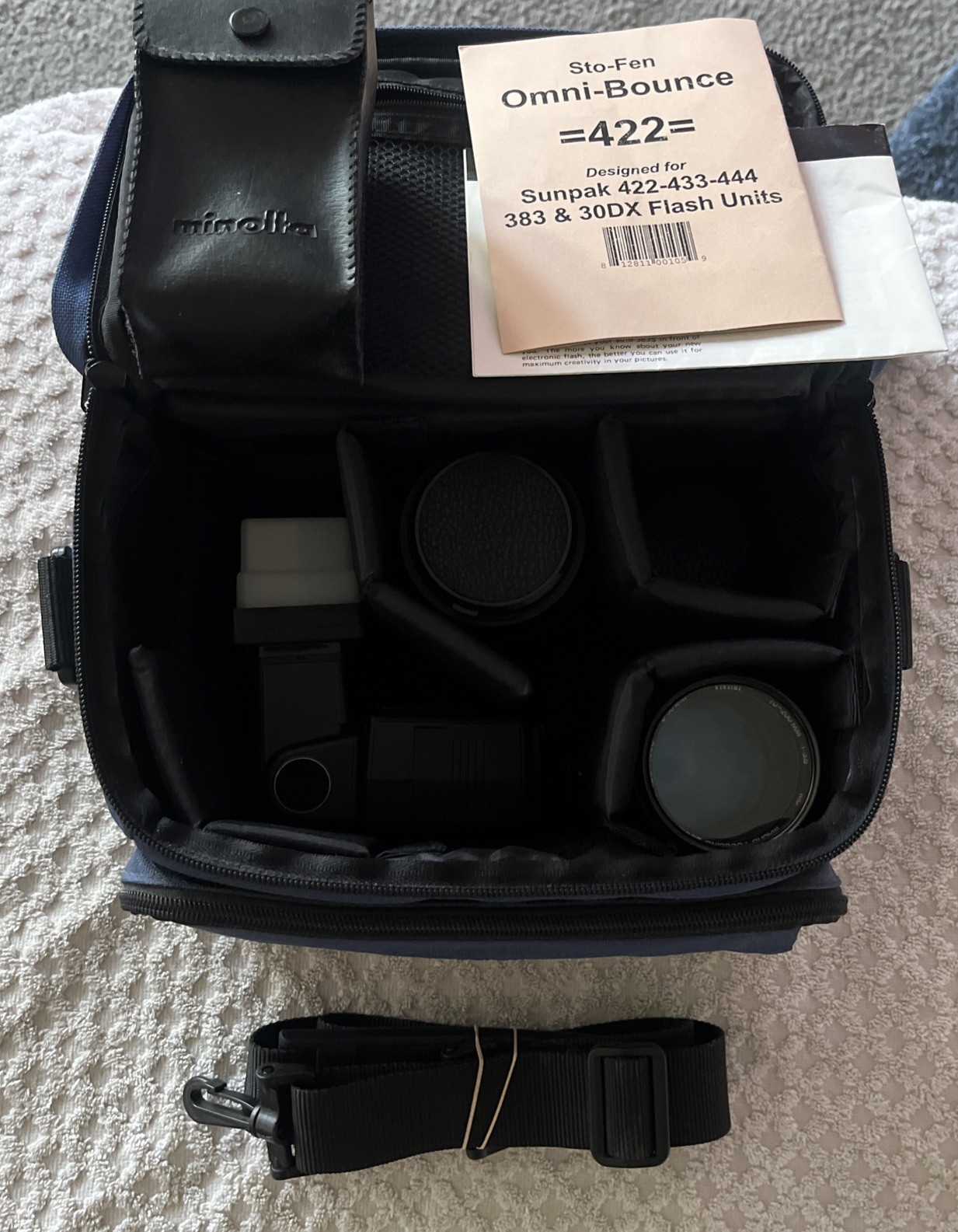 Lot Of 5 Camera Lenses & Flashes • Olympus, Monolta, Sun Pack, Telesor , Phoenix