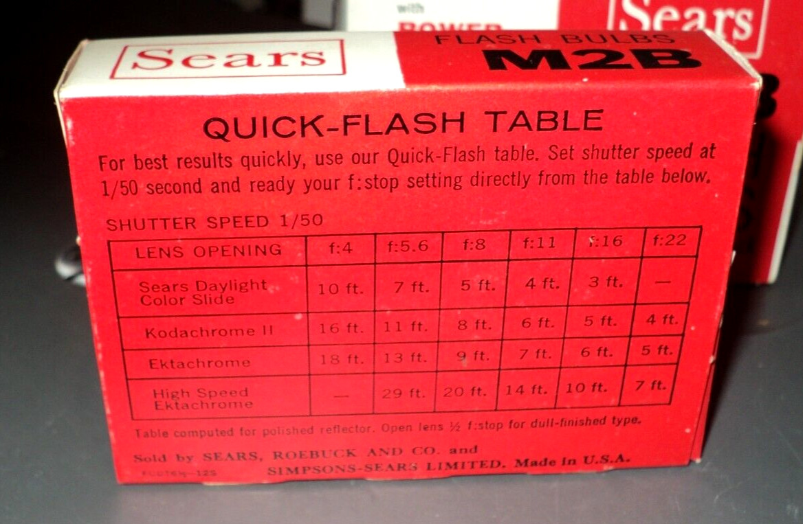 SEARS FLASHBULBS: M2B Blue Bulbs: 12 Bulbs: With Power Guard: Pocket Size Box