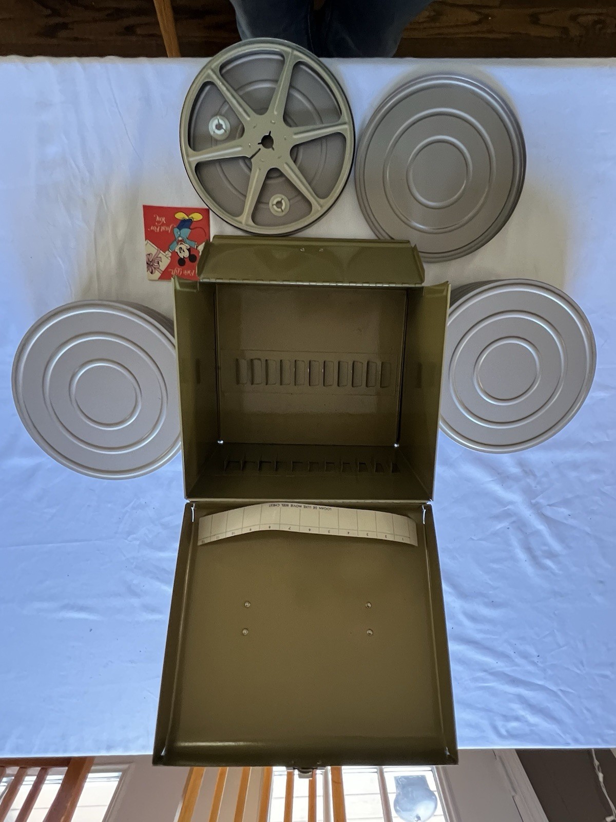 Vintage Logan Deluxe Film Reel Storage Chest w/ Metal 8mm/16mm Canisters Lot