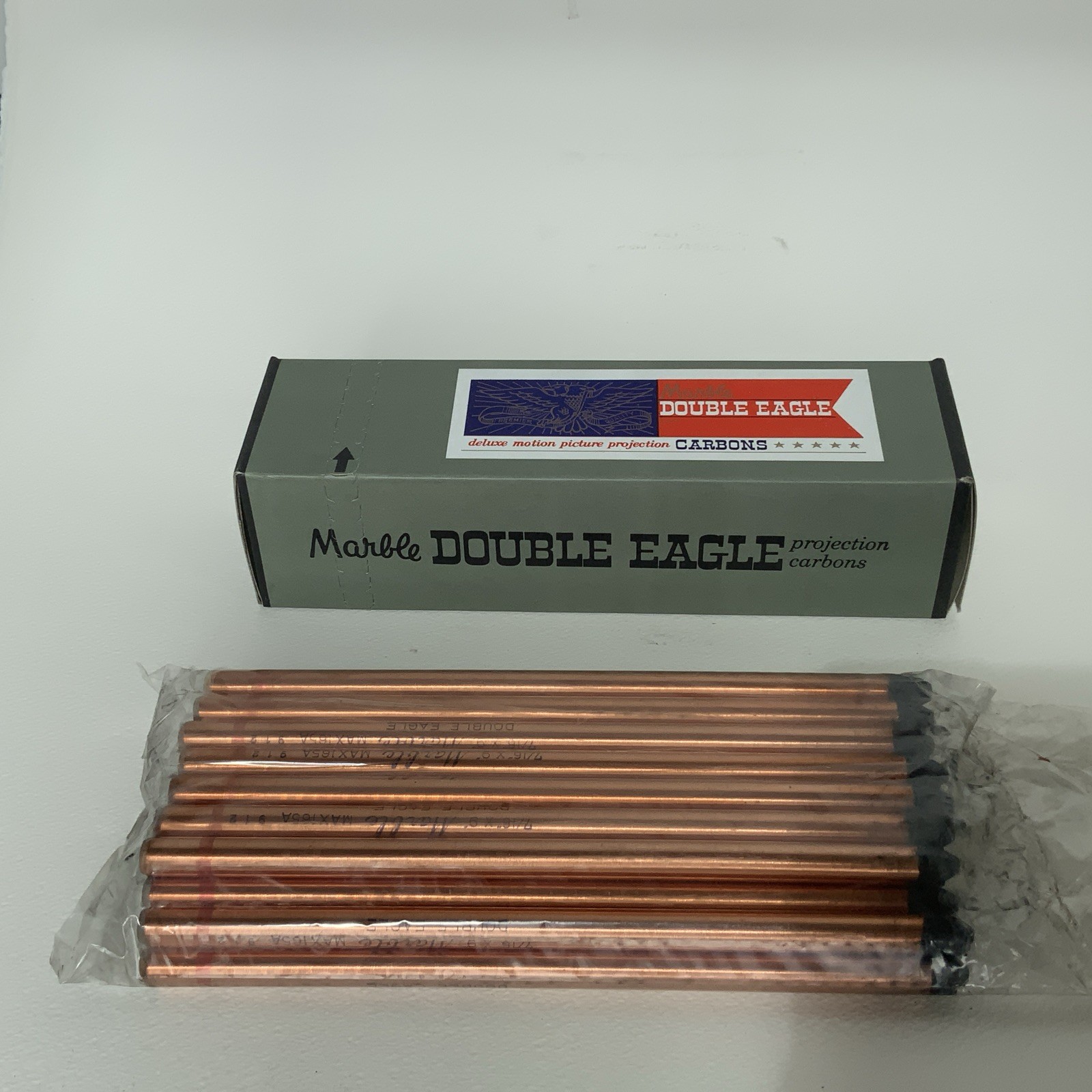 1 box 25 pcs Double Eagle CARBON ARC RODS 7/16″ x 9″ NEGATIVE projector