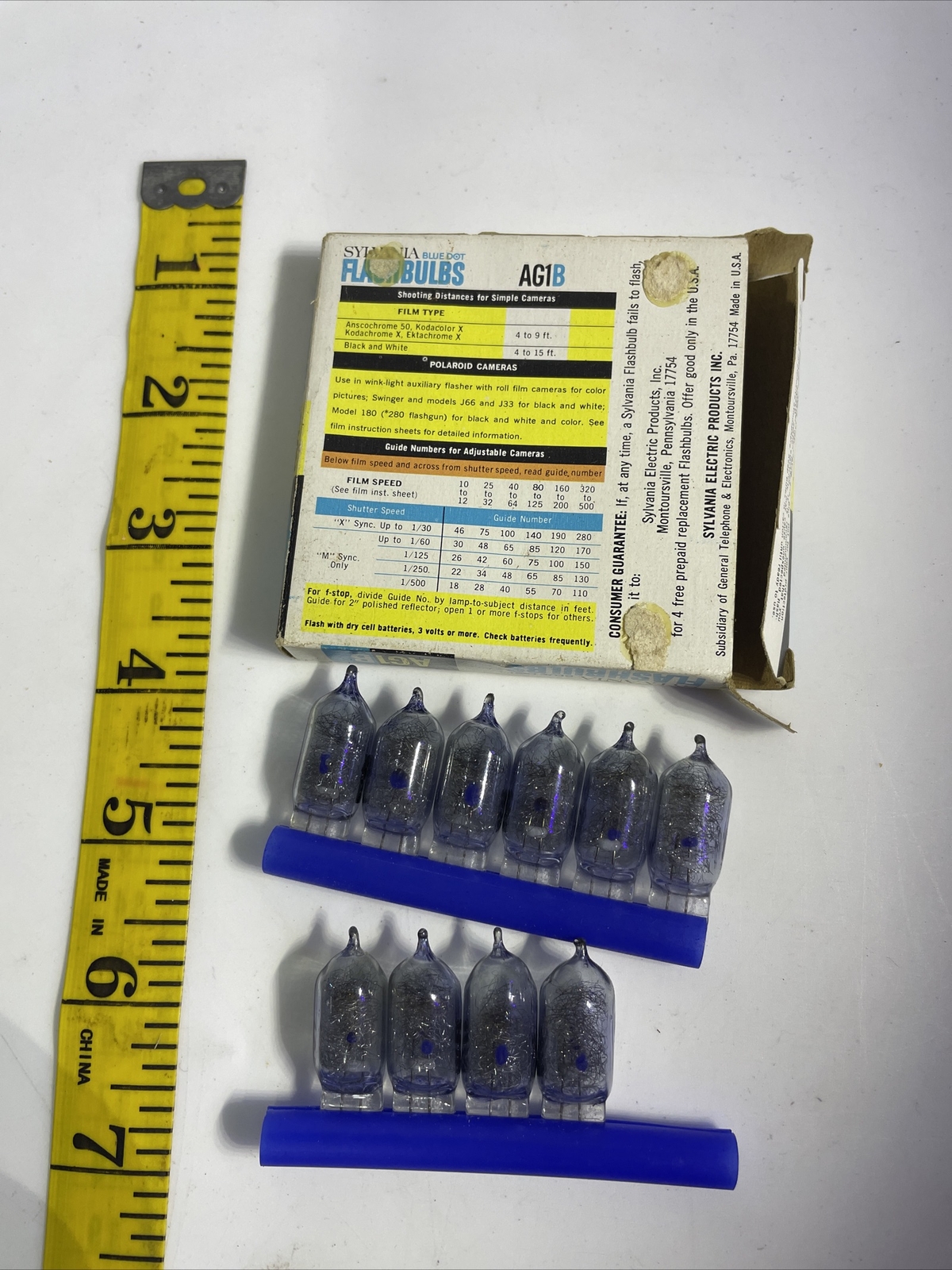 Vintage Sylvania Blue Dot Flashbulbs AG1B Old Stock 10 Bulbs GA18