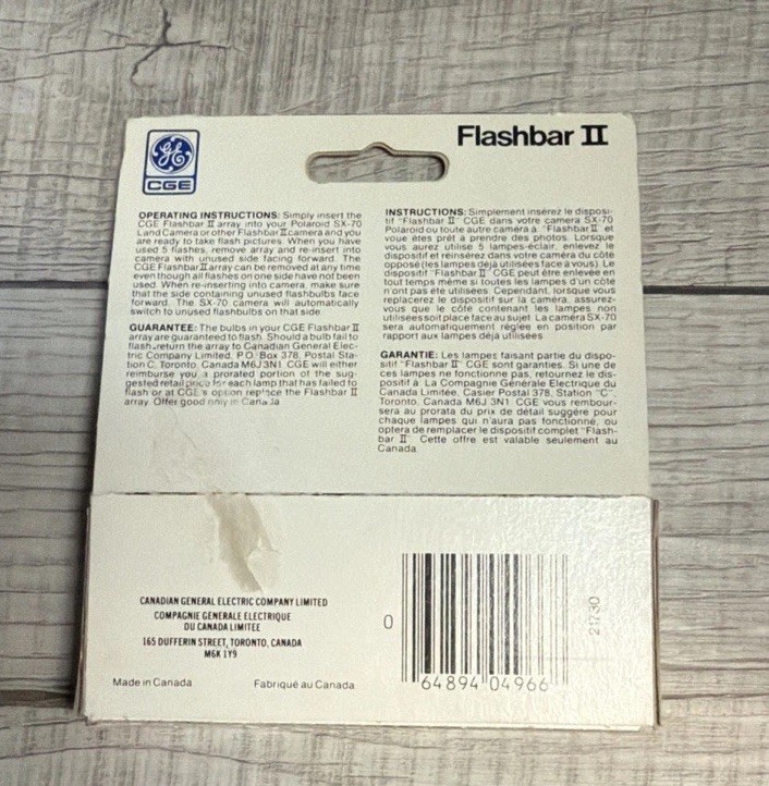 GE FlashBar 10 For Polaroid SX-70 Flash Indicators General Electric AB8s