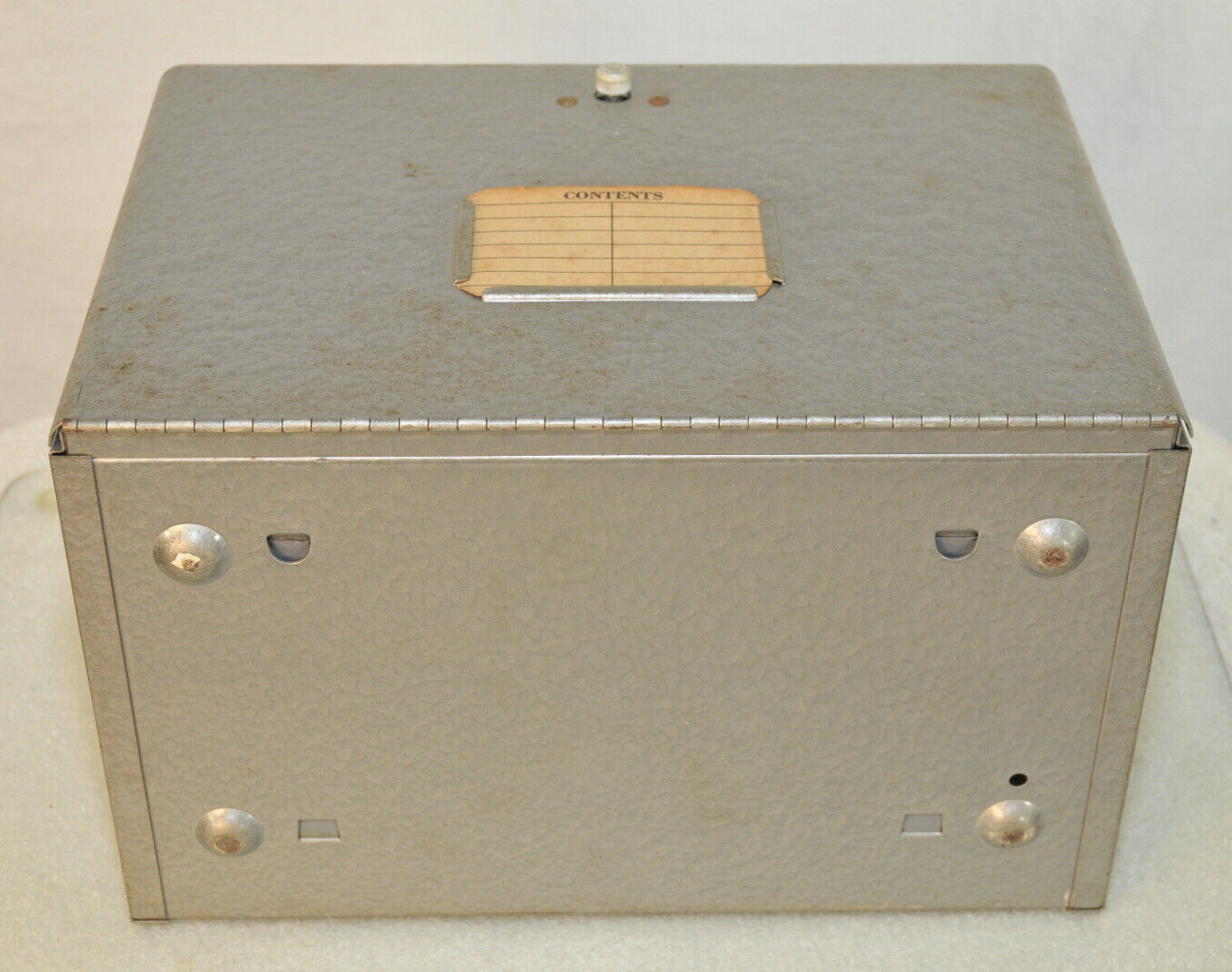 BRUMBERGER 12 Film Reel Canister Metal Storage Box Circa 1950s UNIQUE DISPENSER