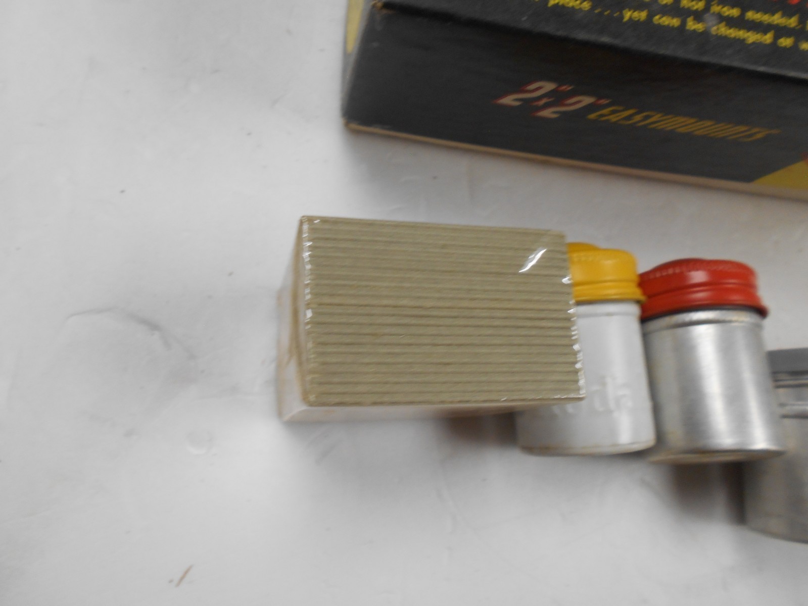 Vintage 2″x2″ EASYMOUNTS for Film Slides and 3 Film Cans