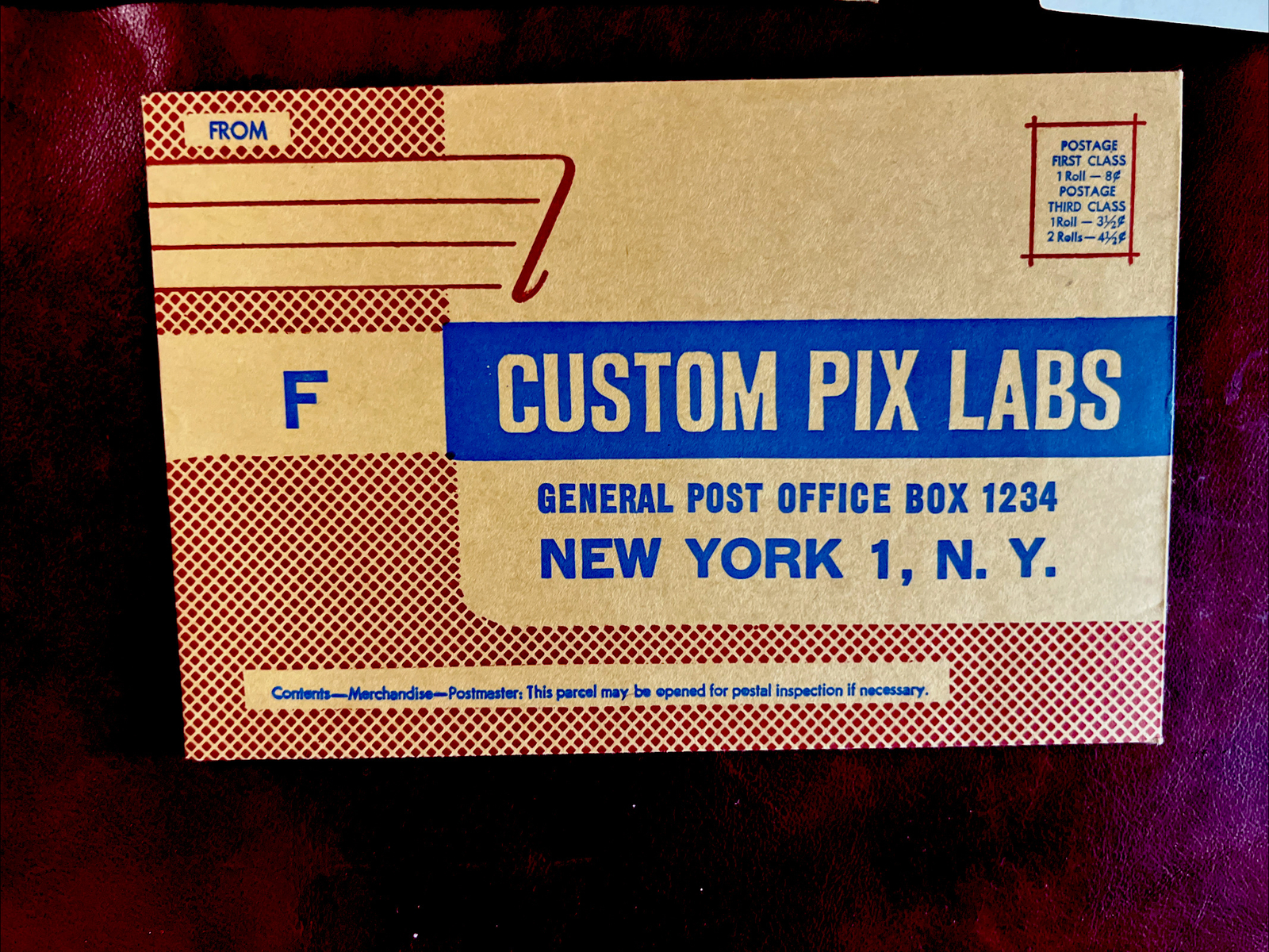 VINTAGE 1962 CUSTOM PIX LABS NEW YORK FILM PROCESSING PROMO W/ENVELOPE