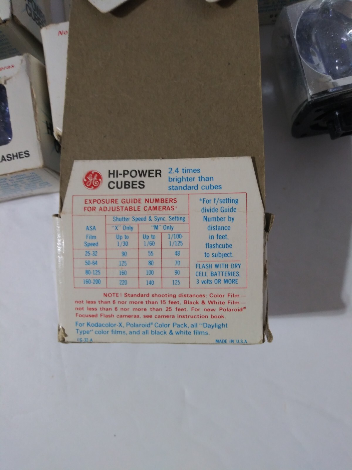 Vintage General Electric Hi Power Flash Cubes 5 Packs 2 Cubes plus 1 