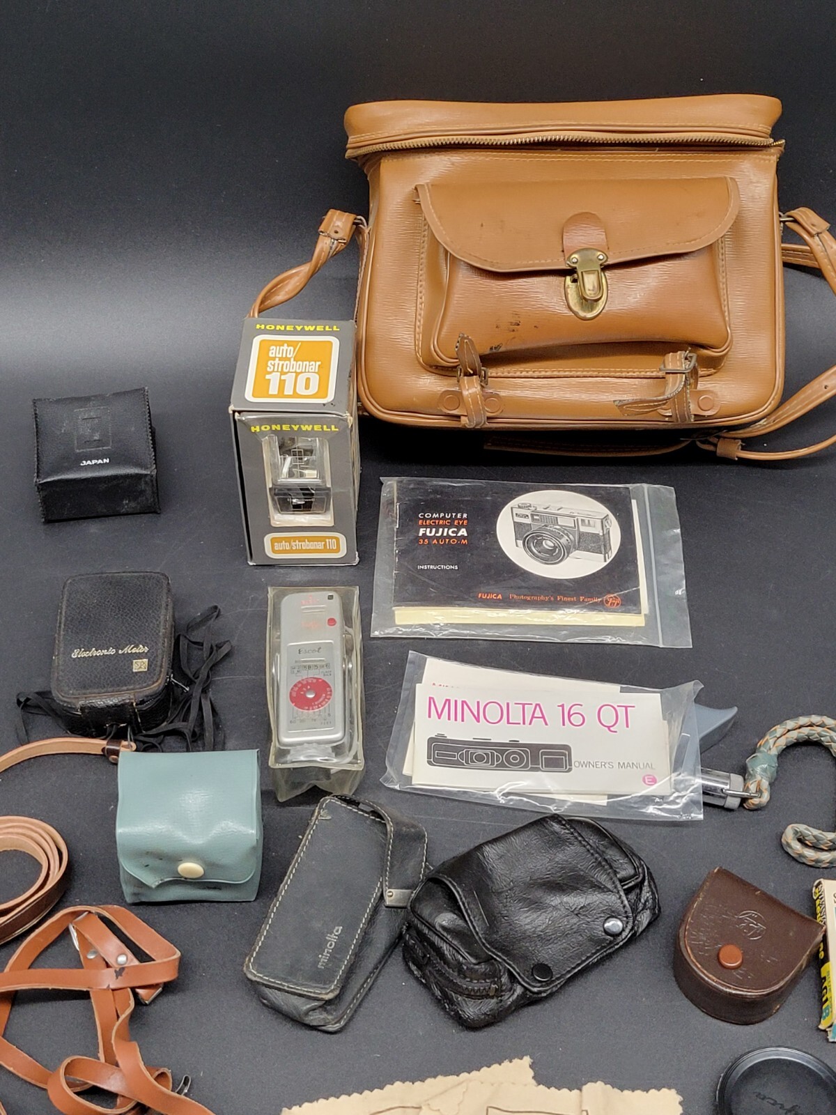 Vintage Camera Case Shoulder Bag by Kent LOADED With Vintage Camera Accessories