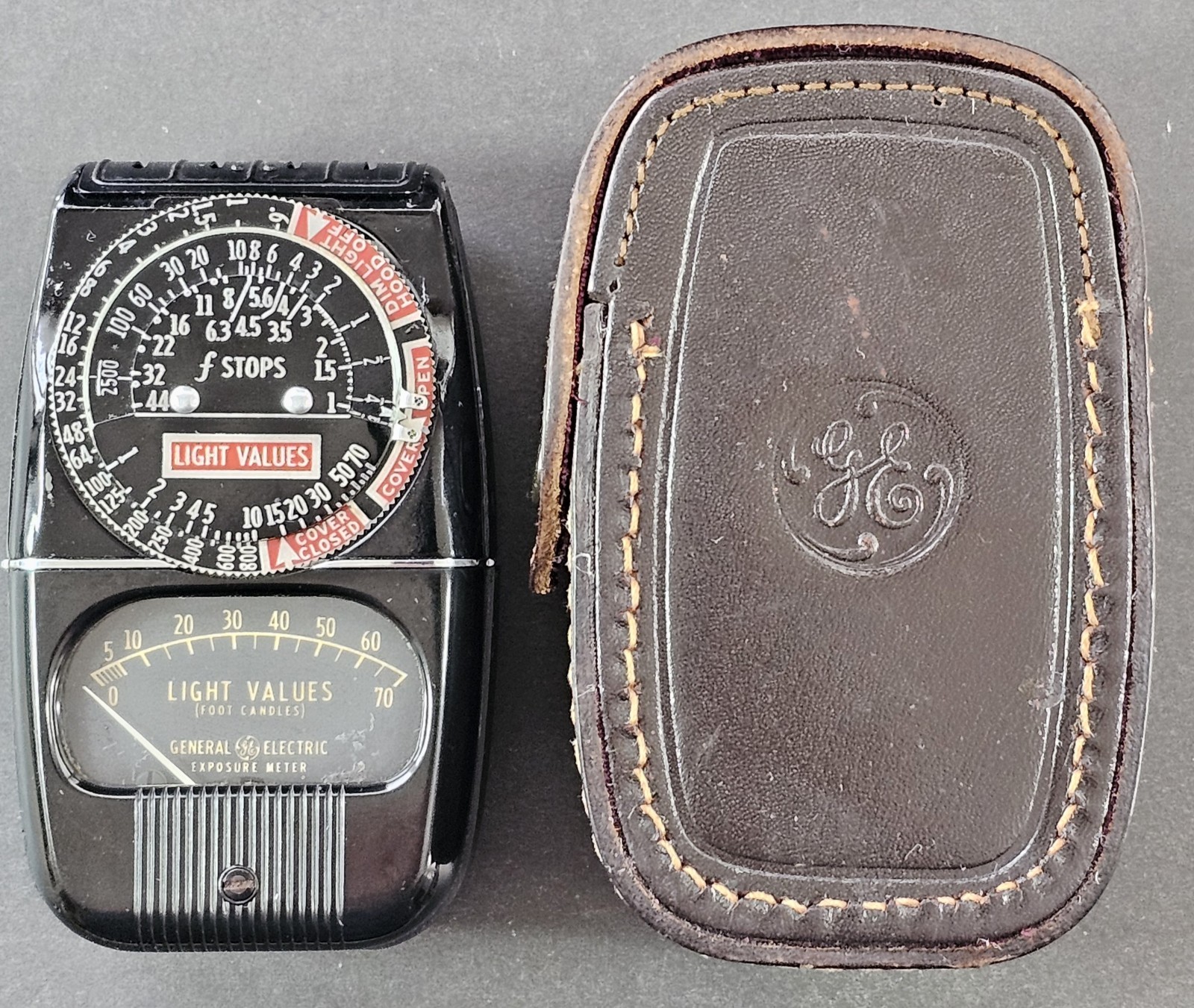 Vintage General Electric GE Light Values Exposure Meter with Leather Case
