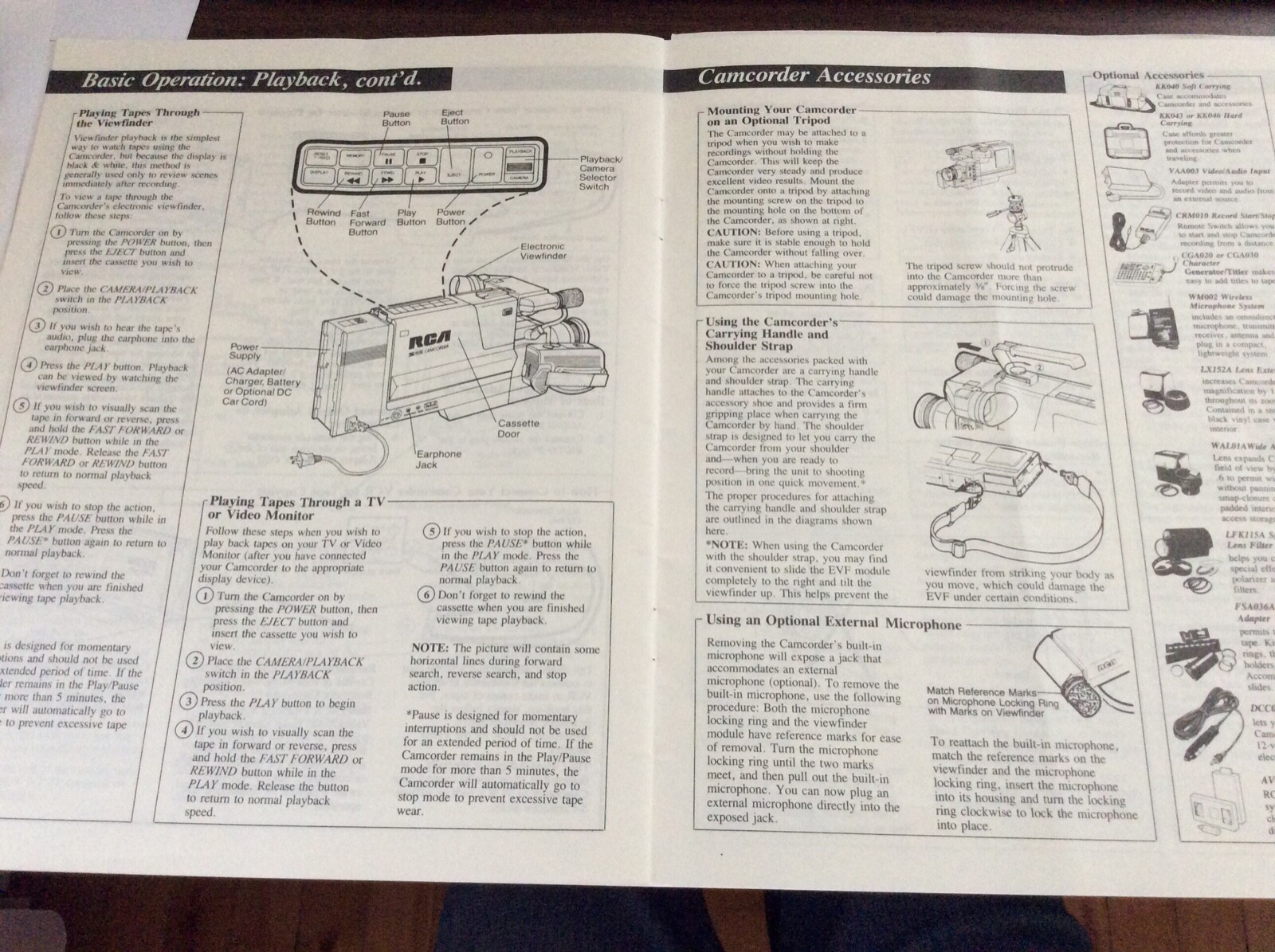 RCA Video Camcorder CPR350 Original Owner’s Manual