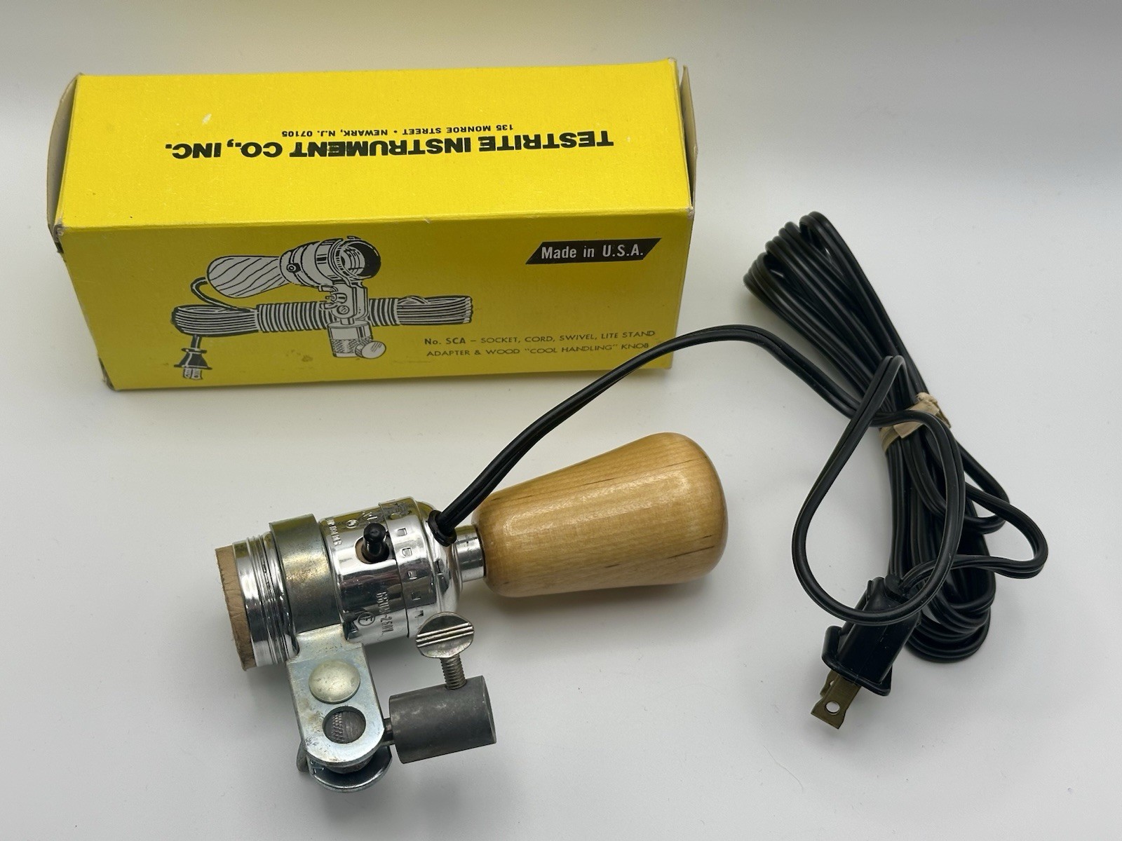 Vintage Fotolite SCA Photography Clamp Light – Testrite USA – Wood Handle – NIB