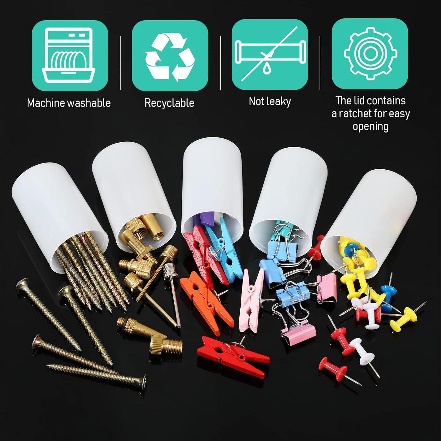 100-Pack 35mm Plastic Film Canisters with Lids Empty Storage Containers for Smal
