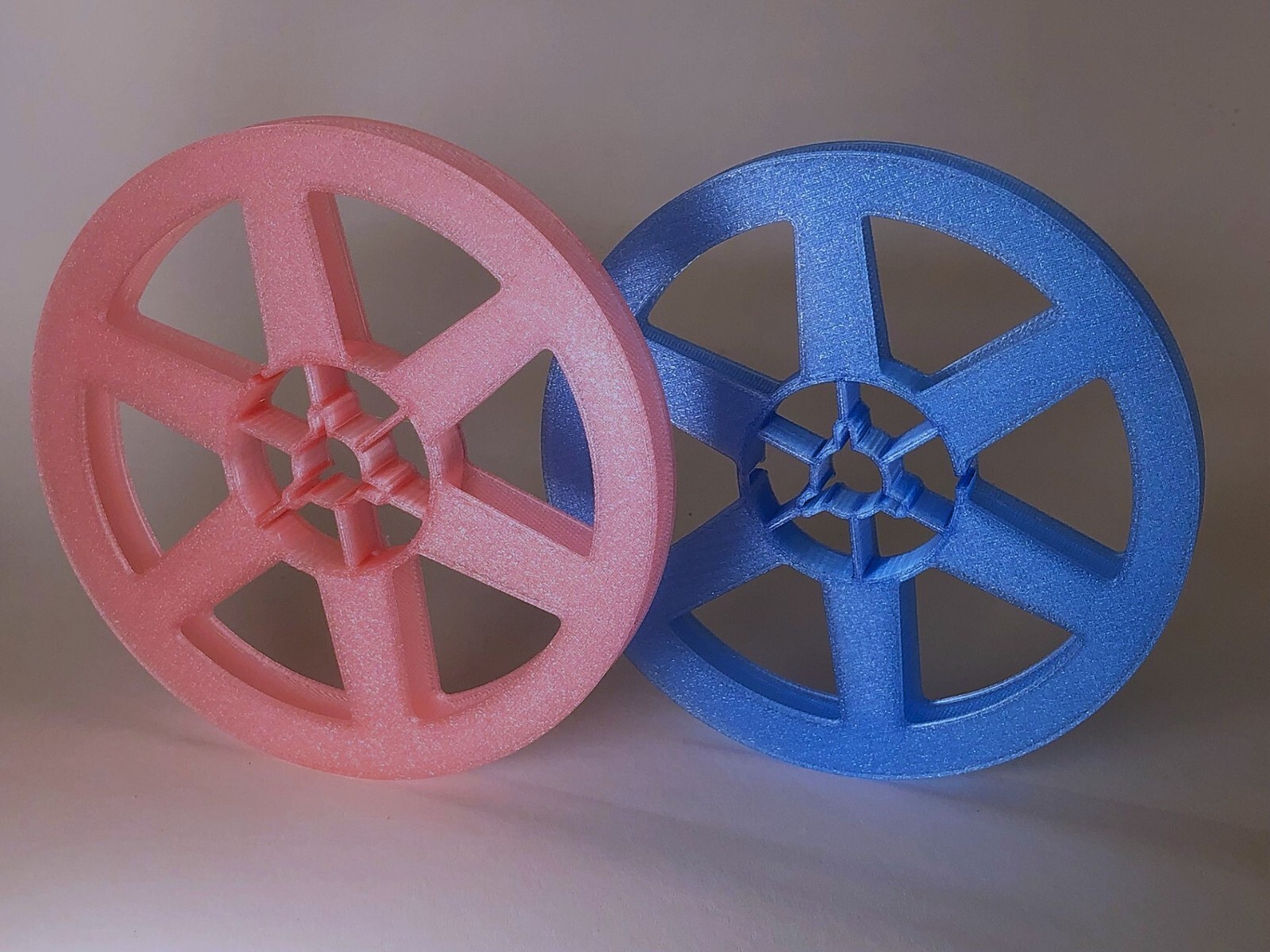 SUPER 8 200 ft. 5″ Beautiful Translucent Blue/Pink Movie Film Reels – 2-pack