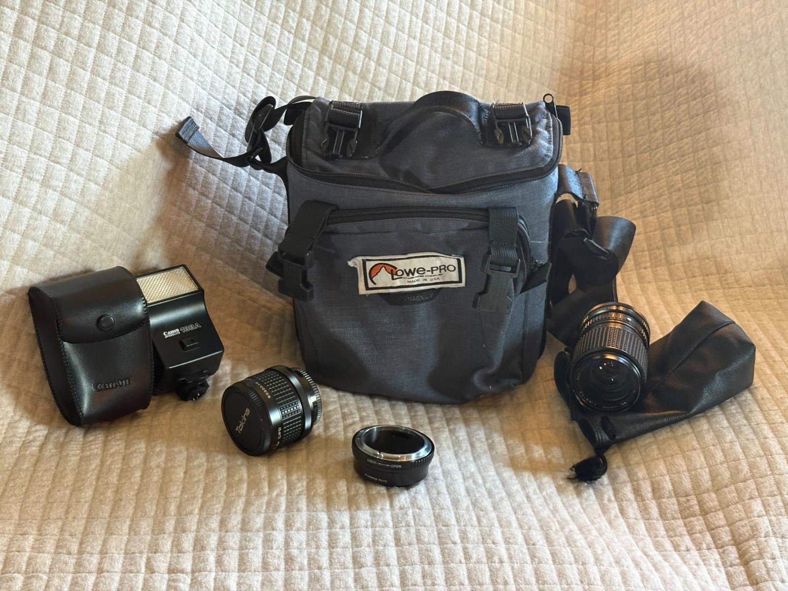 Lot of Vintage Camera Accessories (Canon, LowePro, Tokina)