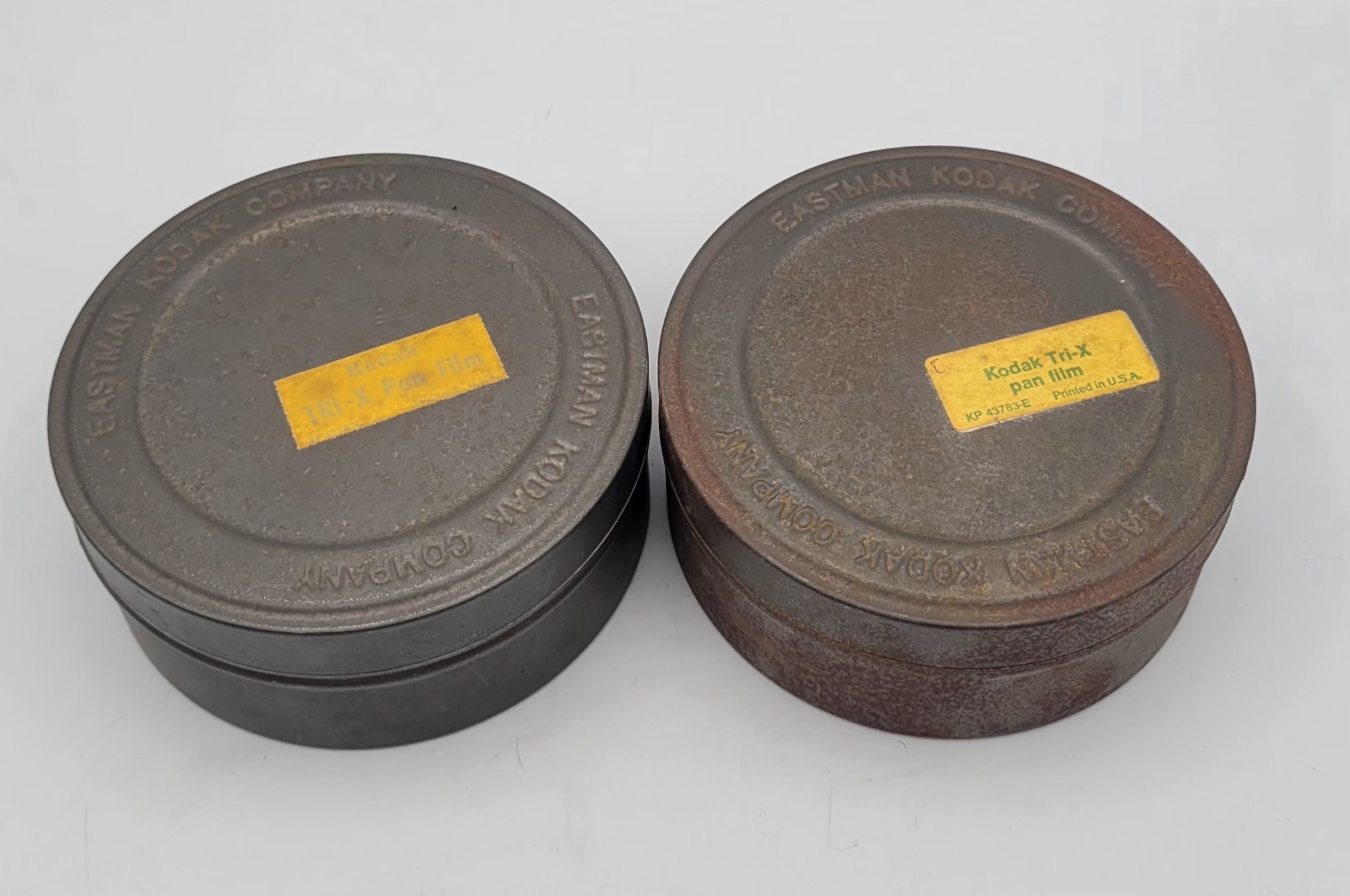 Vintage Pair Of Eastman Kodak Company 35mm Tri-X Pan Film 4” Canister Tins