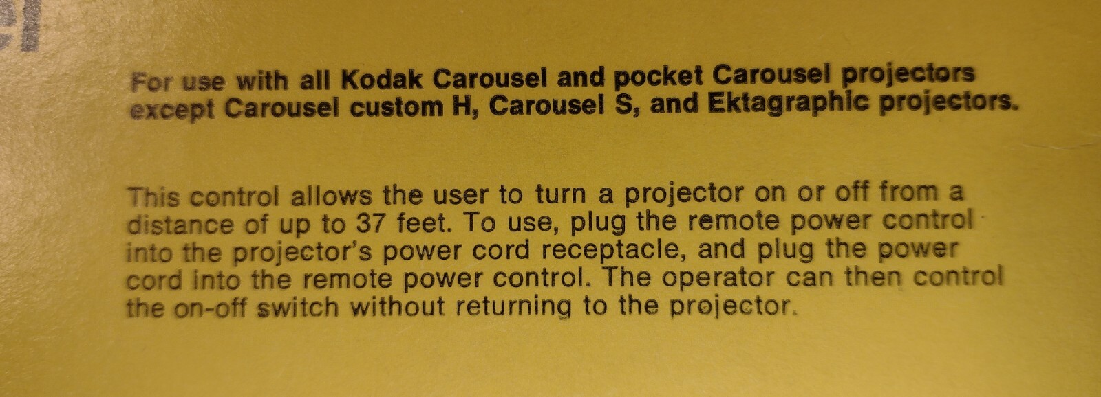 KODAK SLIDE CAROUSEL REMOTE POWER CONTROL # B588 CAT 108- 7154