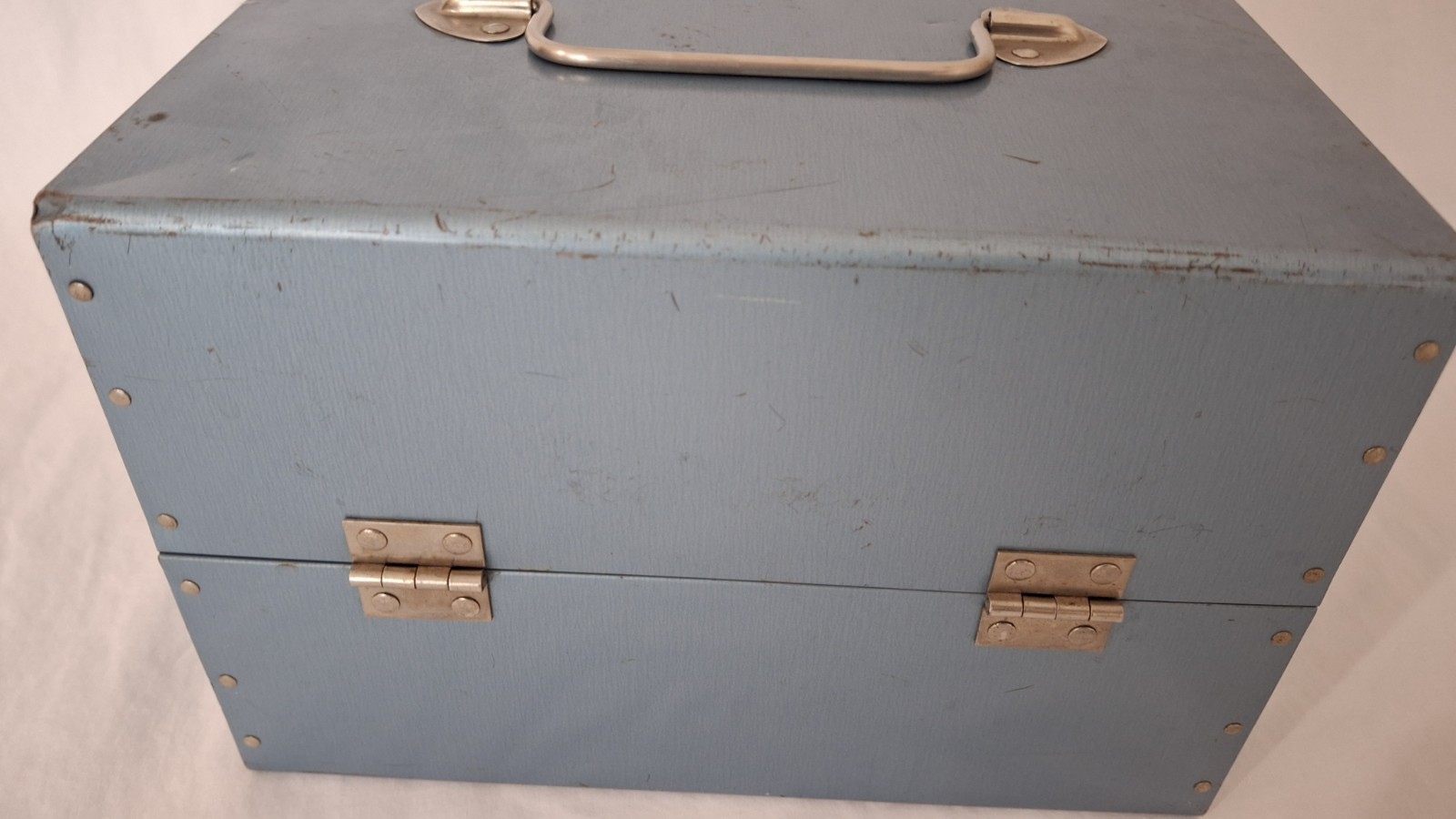 Blue Metal 8mm Film Storage Case Holds 12 Cannisters Metal Storage Box