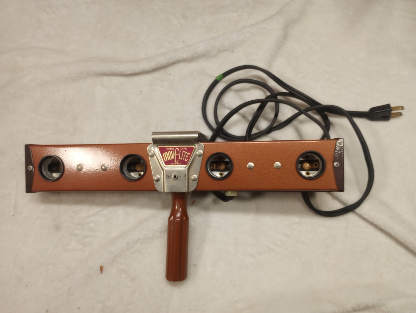 Vintage Acme Lite Mov E Lite Movie Light 4 Bulb Lighting Bar Works Original Bulb