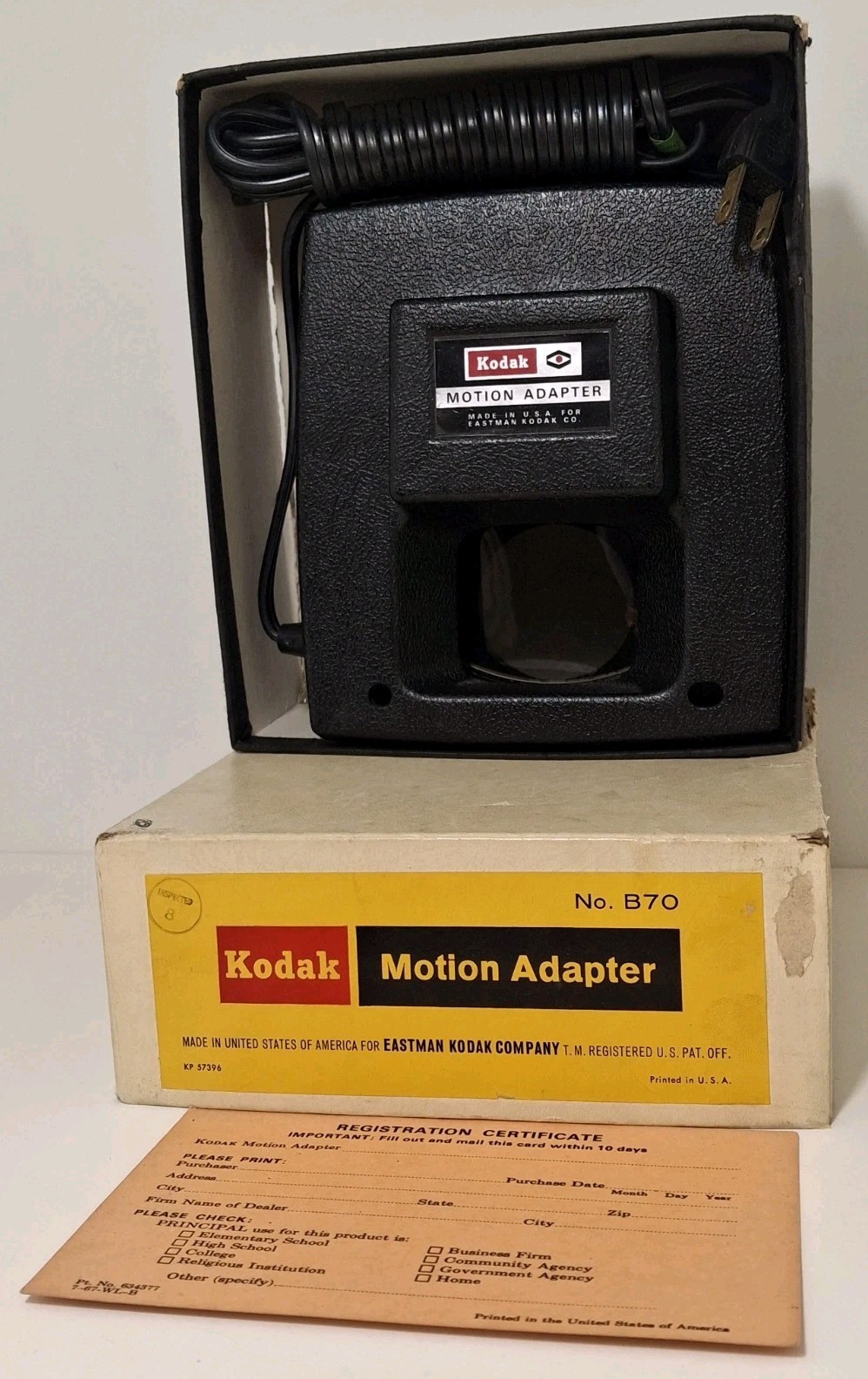 Vintage Kodak Motion Adapter Model B70 5 Watts Made In USA 80 Cycles 110-125V
