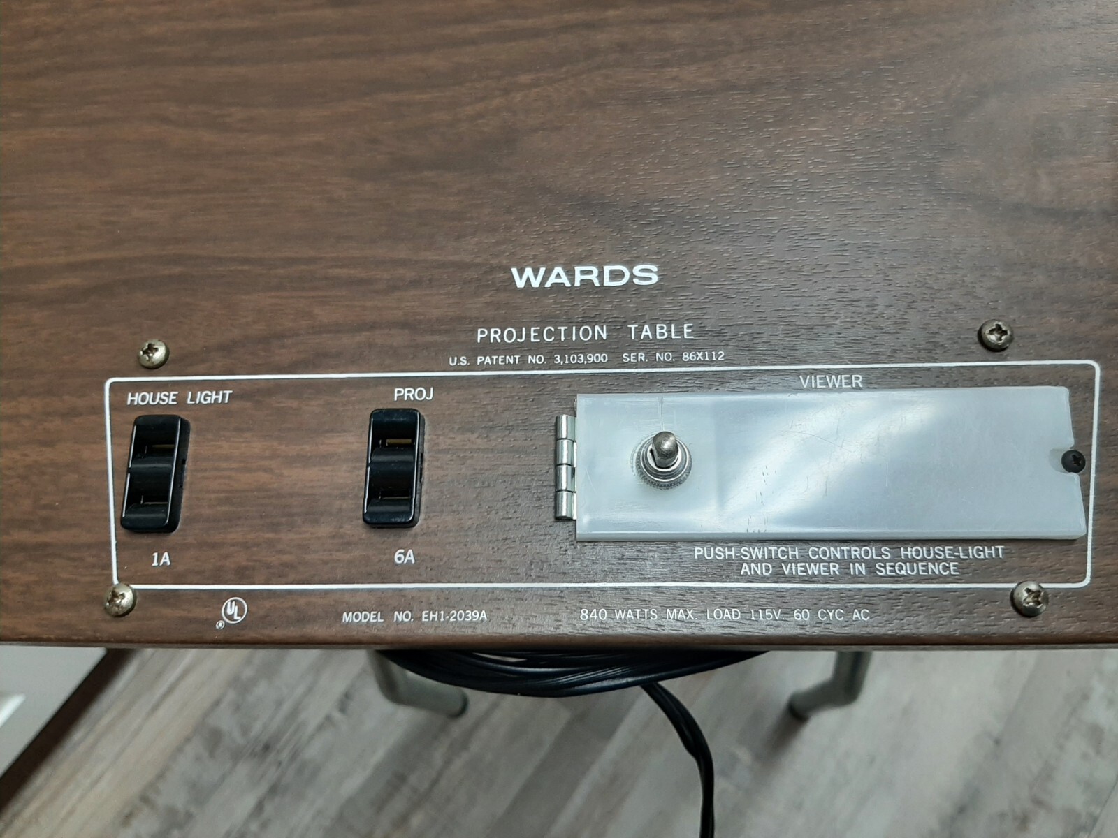Vtg Wards Projection Center Projector Table Electric Viewer Slant Top Portable