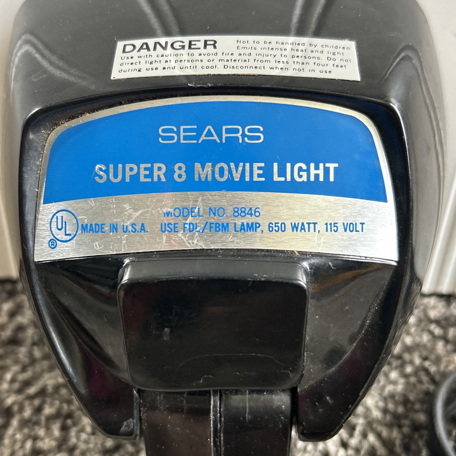 Vintage Sears Super 8 Sealed Beam Movie Light Model 8846 GE Lamp w/ Manual