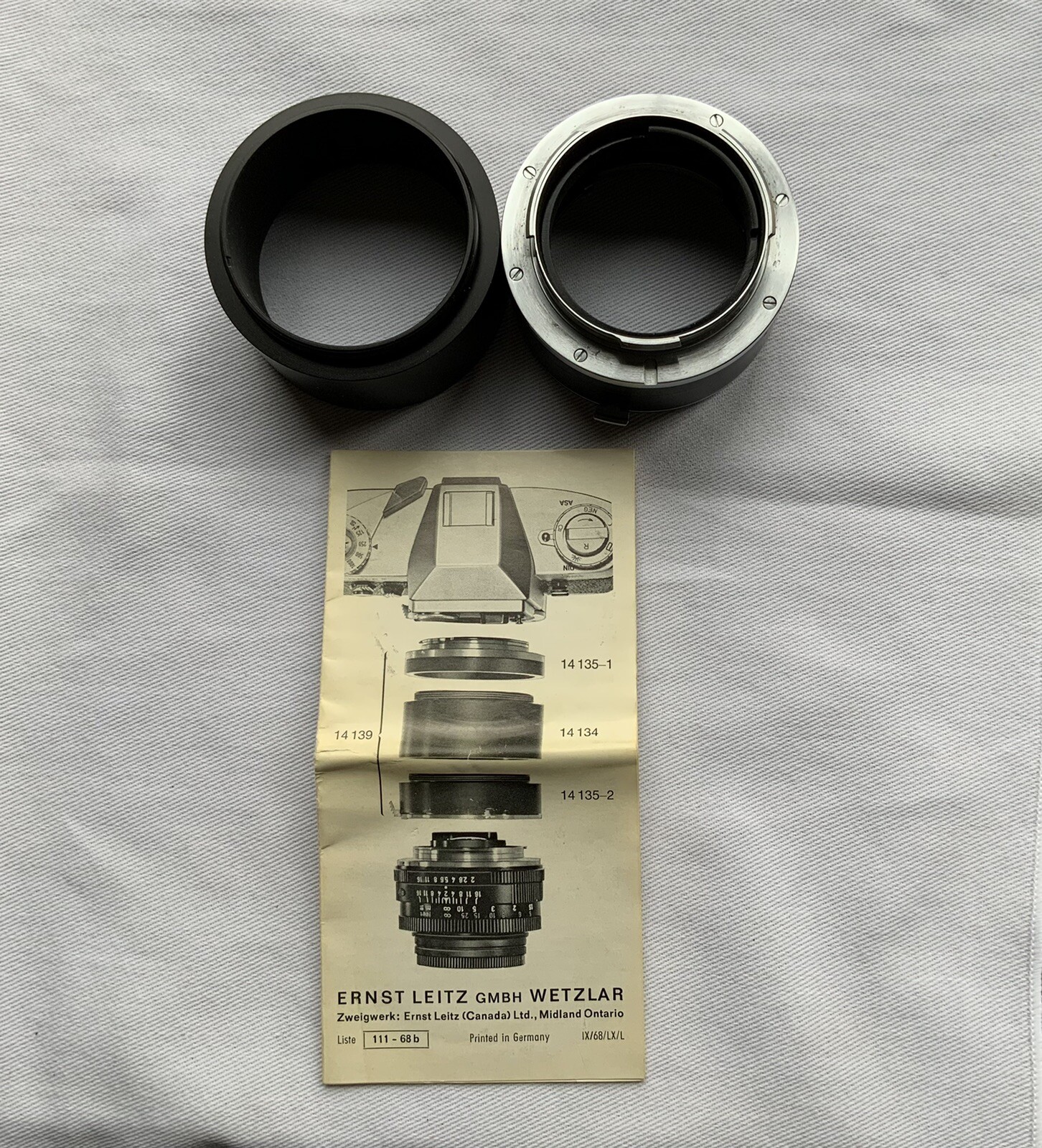 Vintage Lot E.Leitz Wetzlar 2 Piece Combination Rings 1435 And 1434.