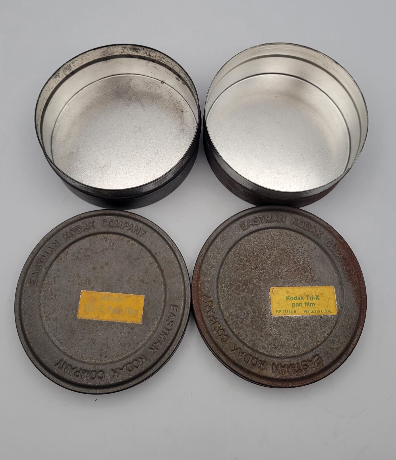 Vintage Pair Of Eastman Kodak Company 35mm Tri-X Pan Film 4” Canister Tins