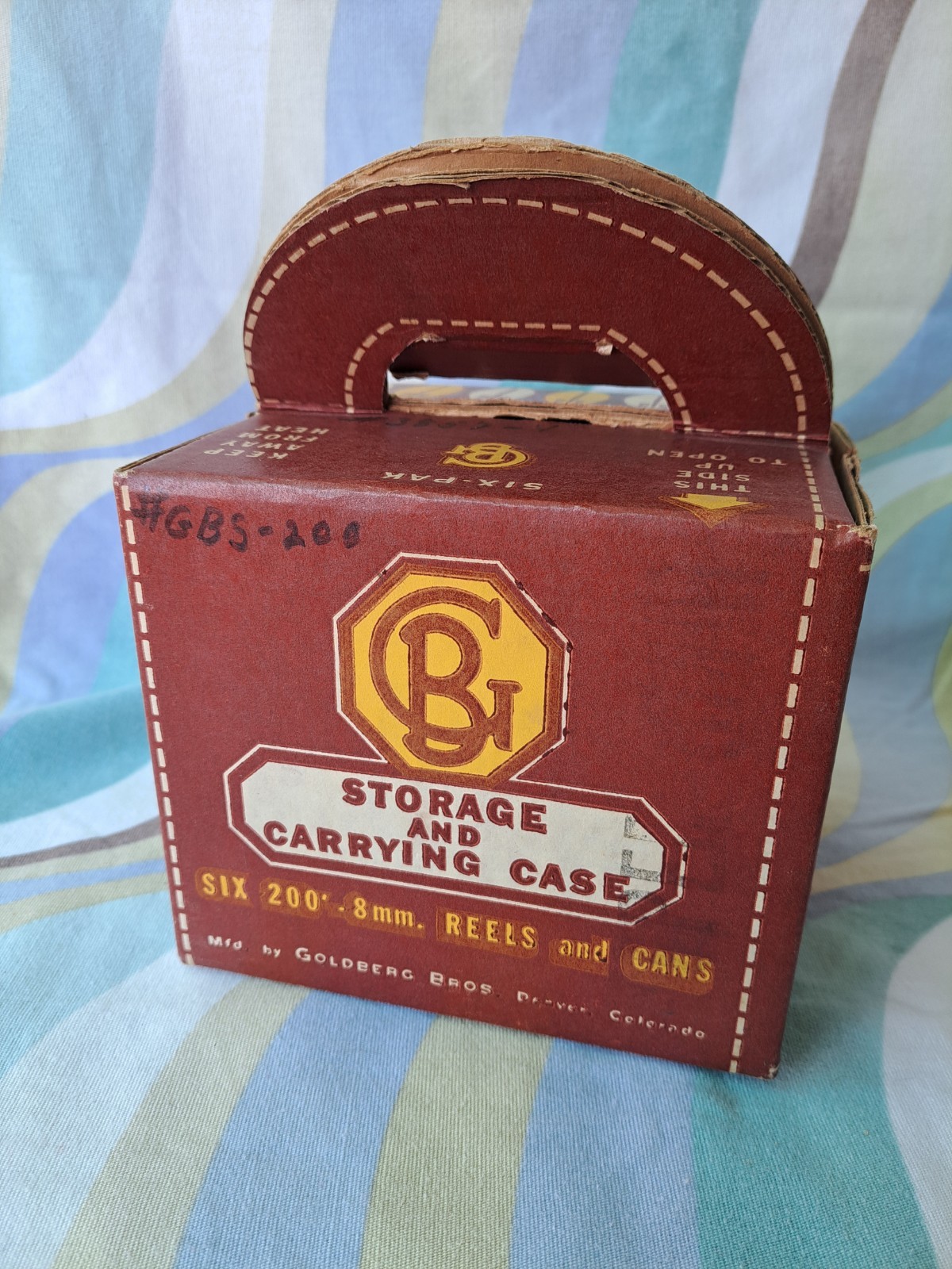 Vintage GOLDBERG BROTHERS 200′ 8mm Film Storage Cans 6 With Box & Stickers BIN30