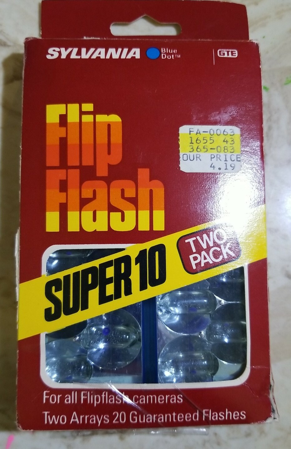 Sylvania FlipFlash Super 10 Two Pack Blue Dot Flashbulbs Flashbar New Old Stock