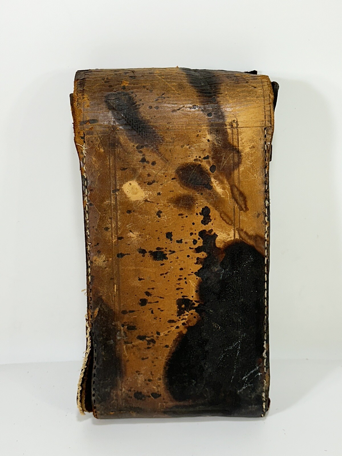 Antique Brown Hard Leather Case Bag for Folding Camera ~ Rough Condition