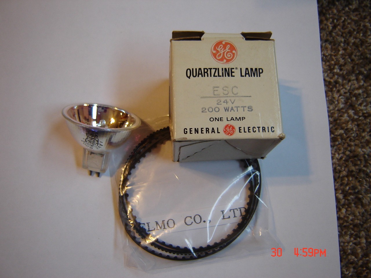 Super 8 Elmo GS-1200 Projector Belts, 2 SYNC TEETHED BELTS, 1 MOTOR BELT, 1 LAMP
