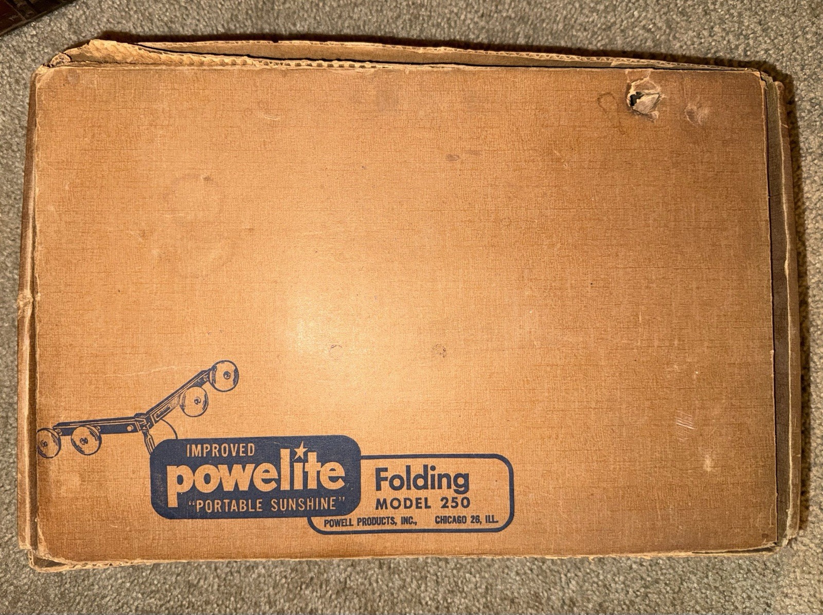 Vintage Powelite Portable Sunshine Folding Light Model 250 w/ Box & Bulbs