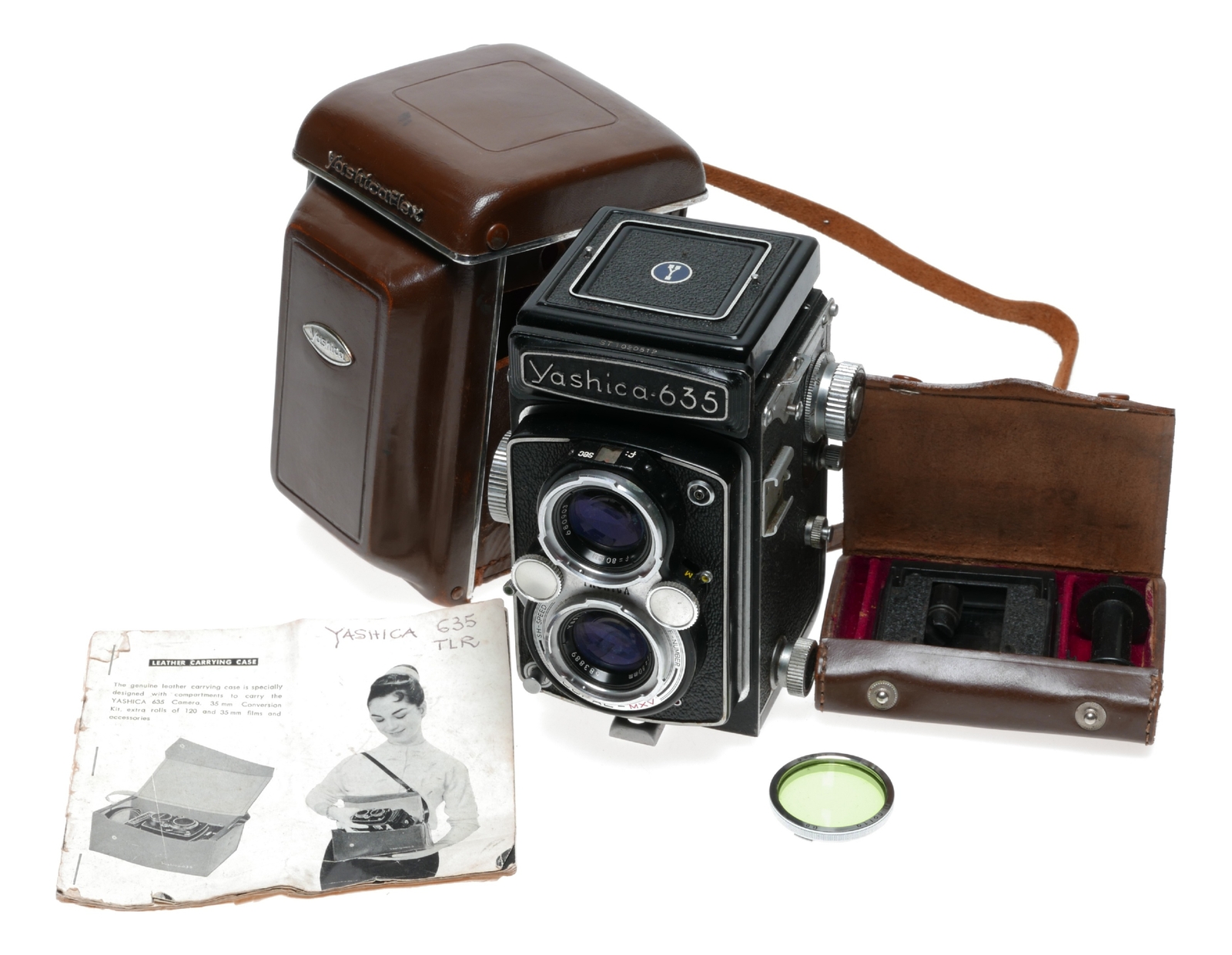 Yashica 635 TLR Camera 120 35mm Converter Yashikor 1:3.5 F=80mm