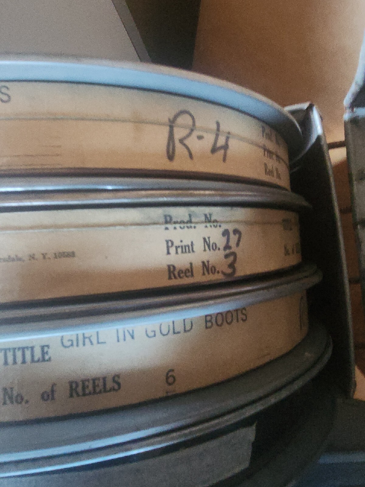 Girl In Gold Boots Movie Complete GOLDBERG BROS. Sheet Metal Film Reel Cases