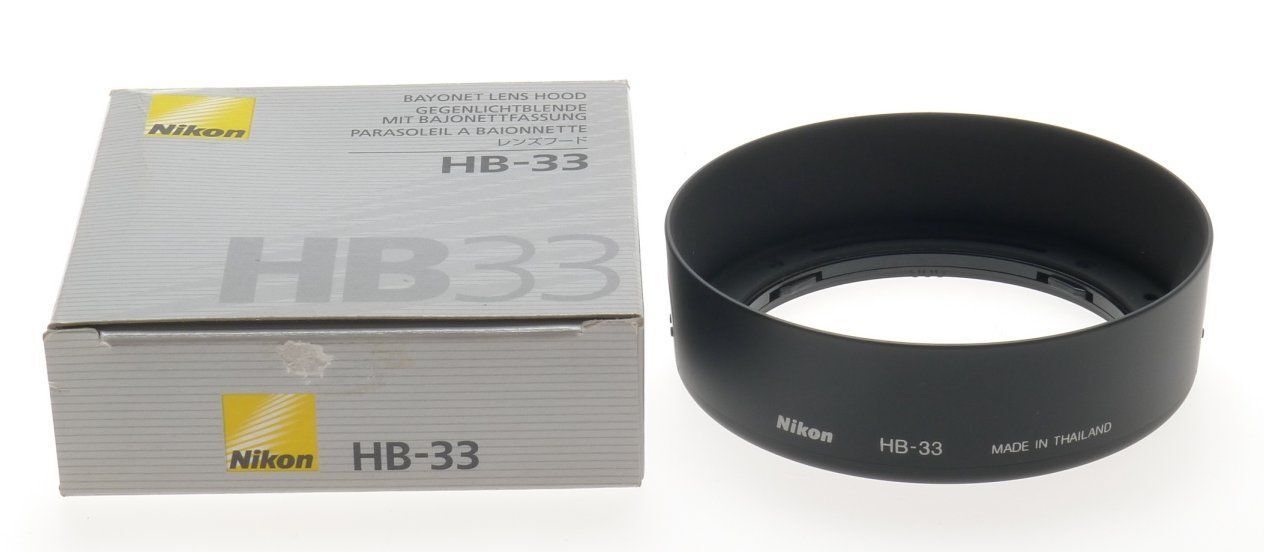 Nikon hb-33 bayonet camera lens hood nikkor new old stock in box discontinued