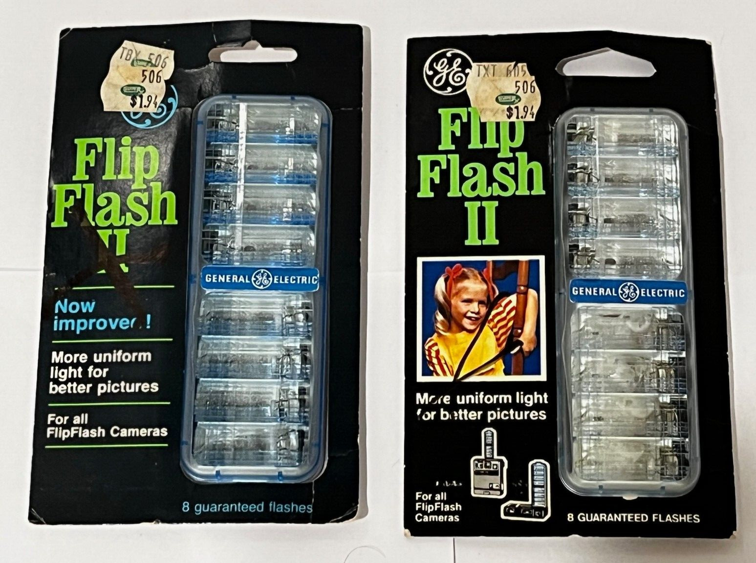 GE Flip Flash II Two Packs Original Packaging 16 Flashes New Old Stock