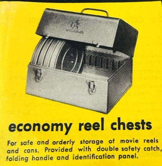Vtg Brumberger Metal Film Reel Case Chest W/ 5 Scherer Reels & 5 Wards Cans USA
