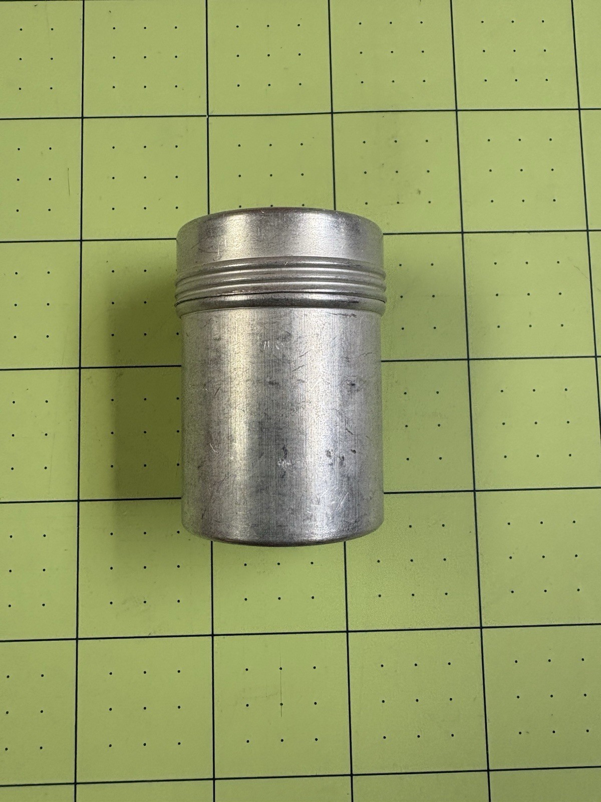 vintage 35mm film case, aluminum, screw-on lid, VGC, Rare