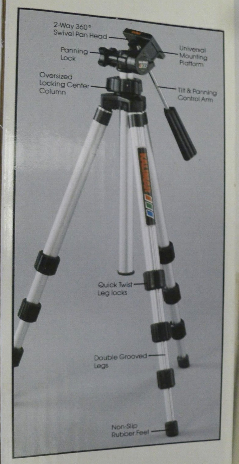 Kalimar PS-3 Universal Tripod with Swivel Pan Head Extends from 15″- 46″ – NEW