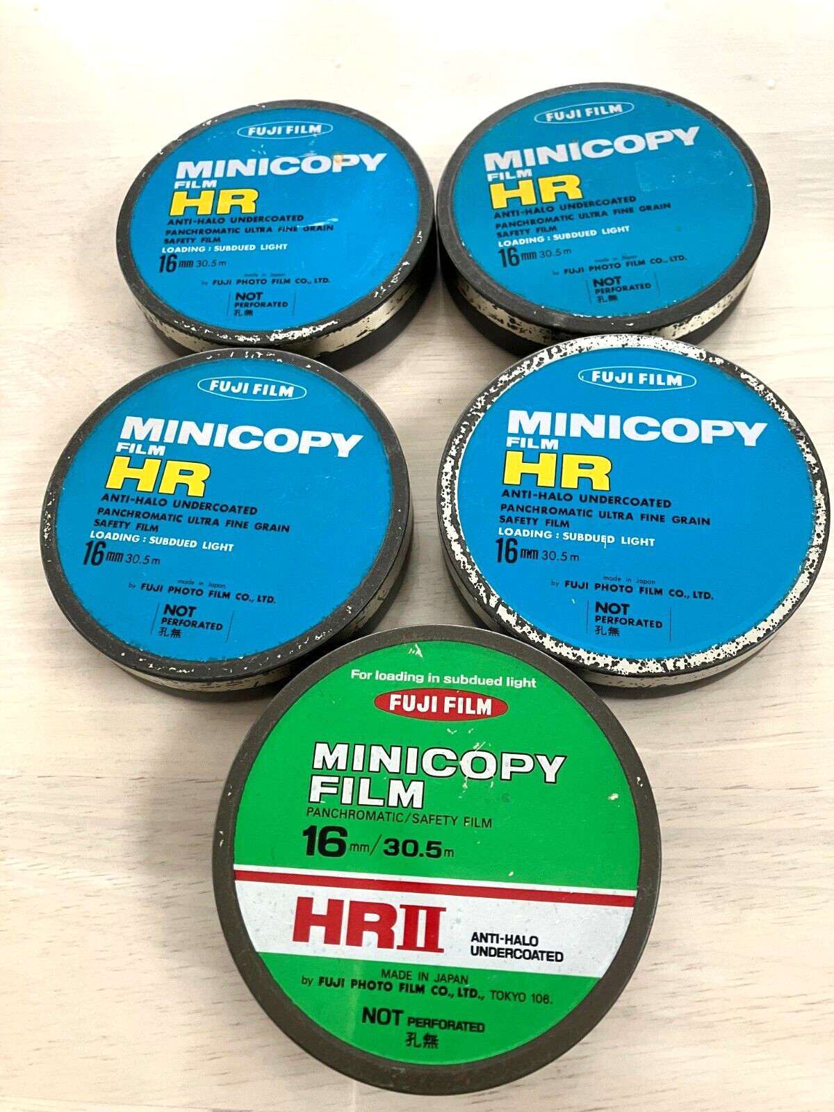 vintage Fujifilm MinicopyHR empty tin can Lot of 5 rare in hand
