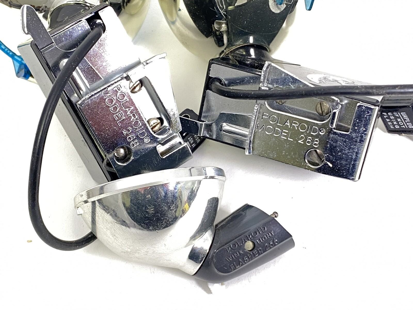 Lot Of 3 Vintage Polaroid Land Camera Flashes Flashgun 268 Flasher 256