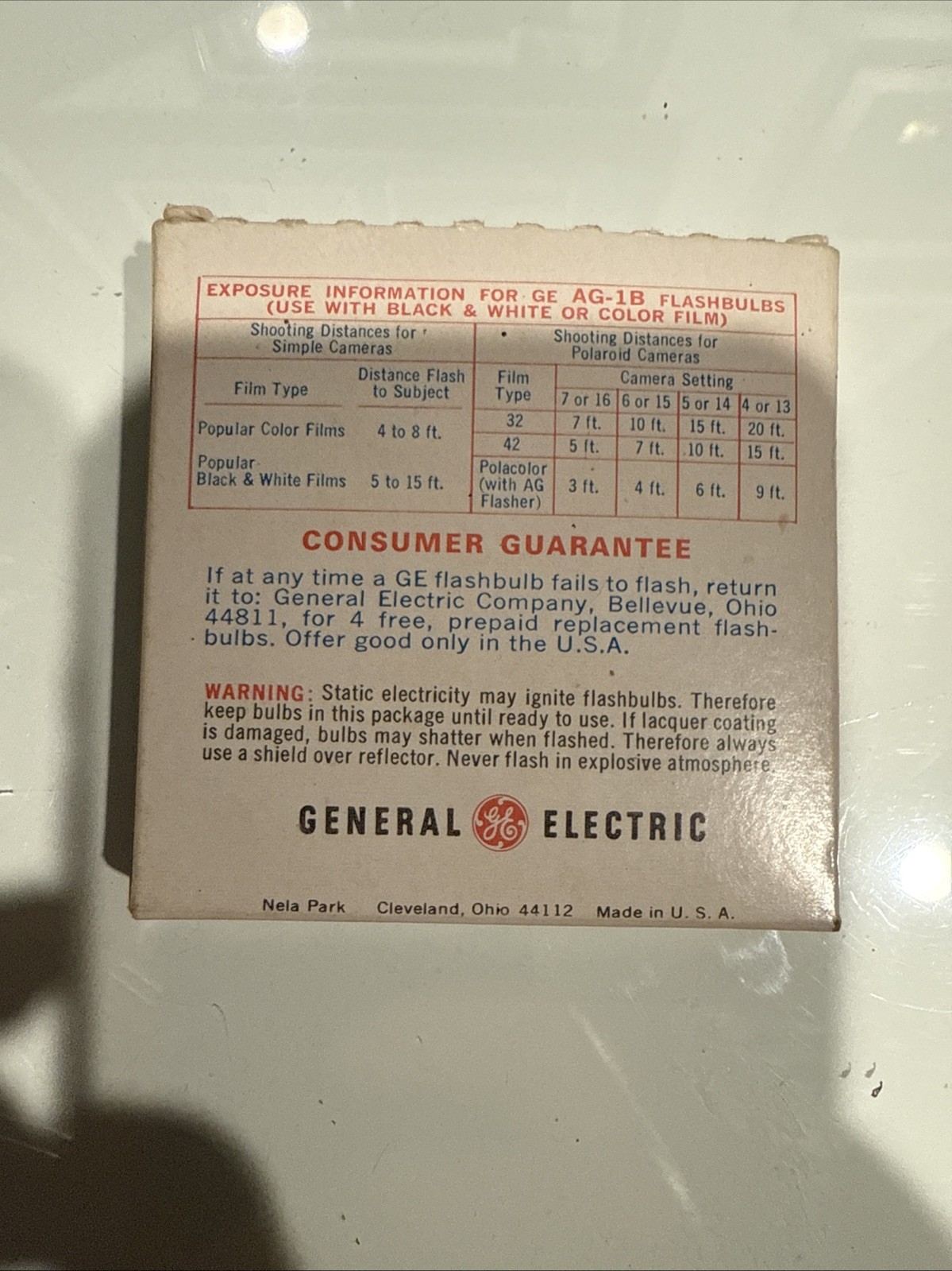 GE Flashbulbs AG-1B 12 Pack Made In USA Photography Blue NOS analog flash