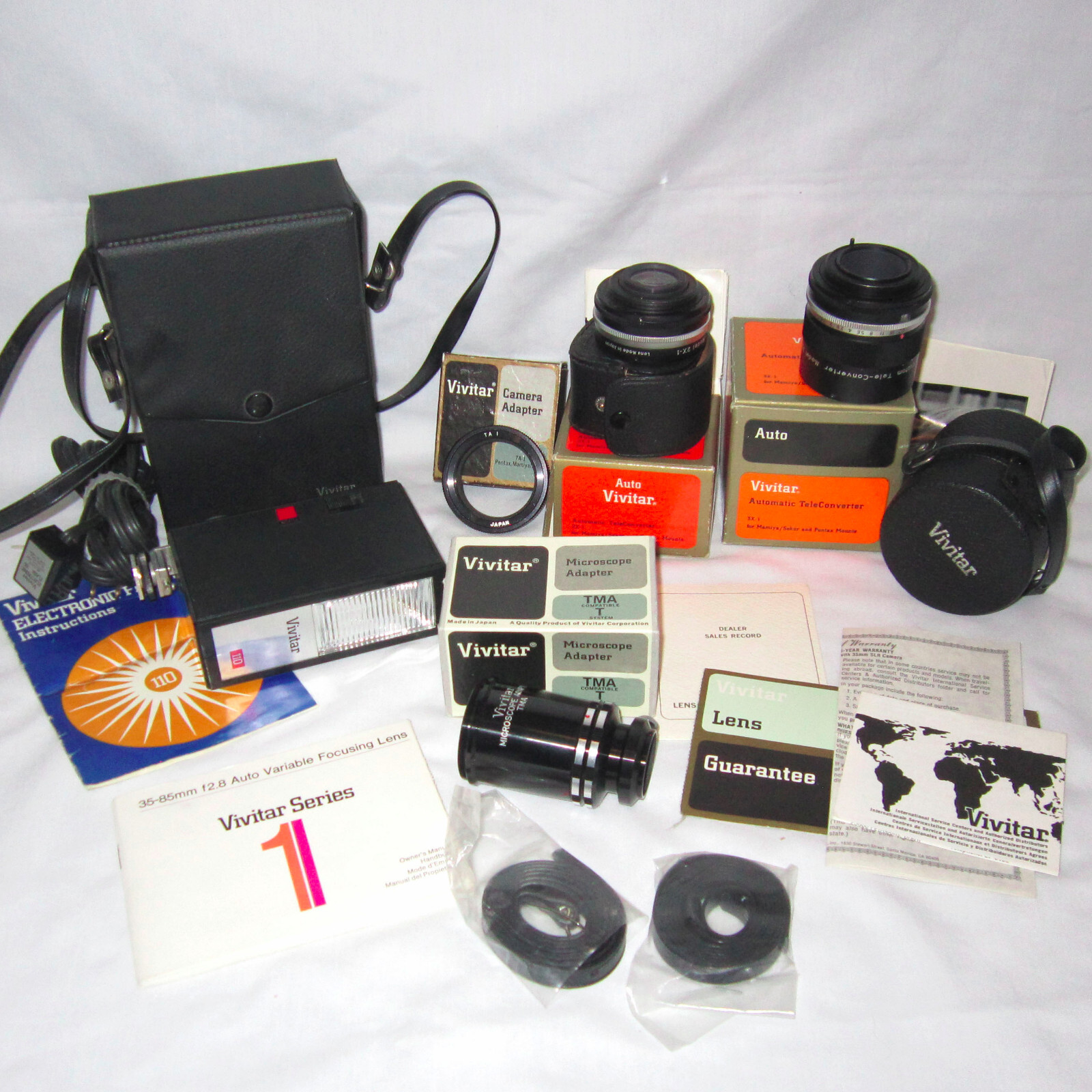 Vintage Lot VIVITAR Camera Parts – Auto Teleconverter 2x 3x/Adapters/110 Flash
