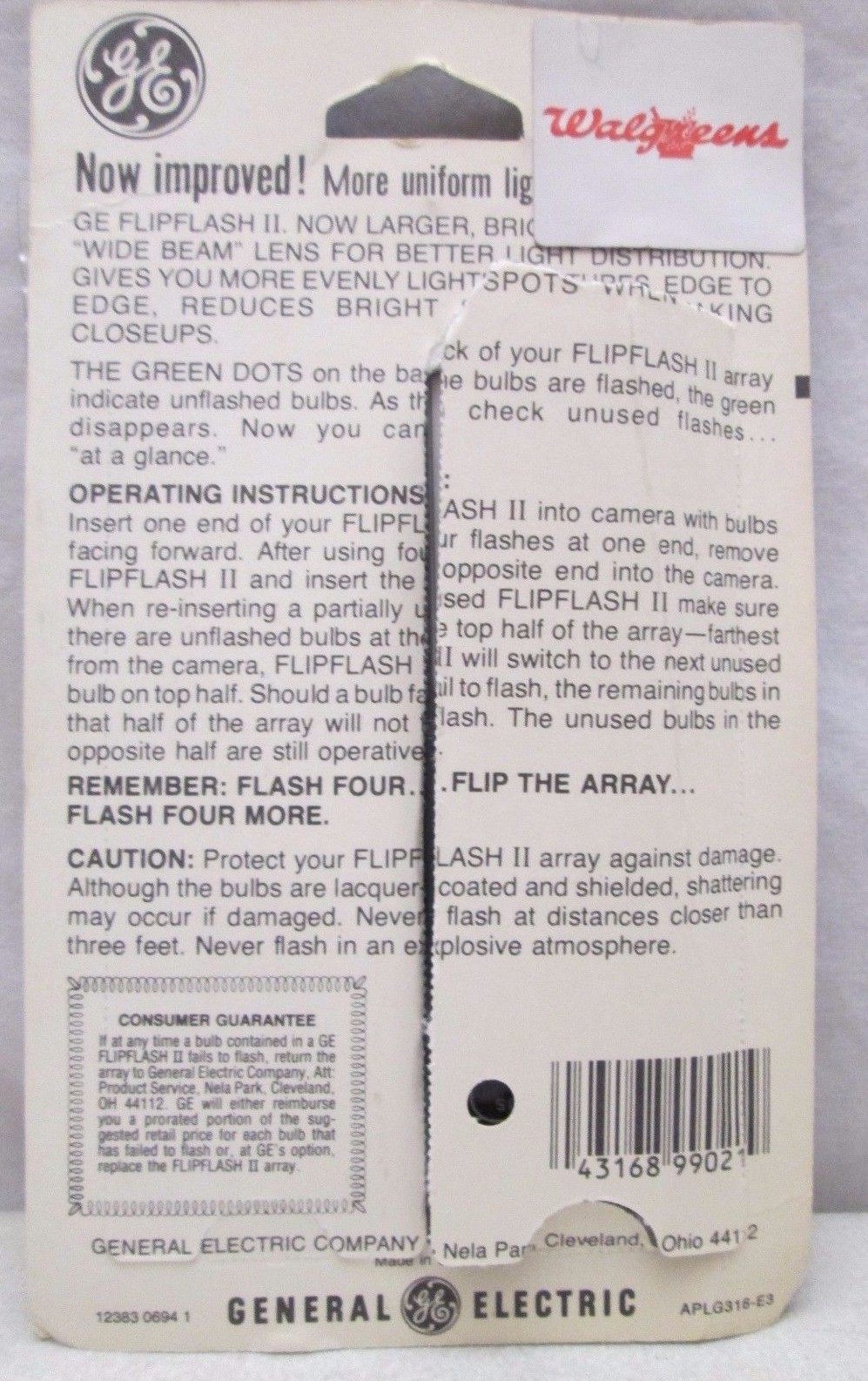 Vintage GE Flip Flash II Camera Flash Bulb Bar Original New in Package Twin Pack