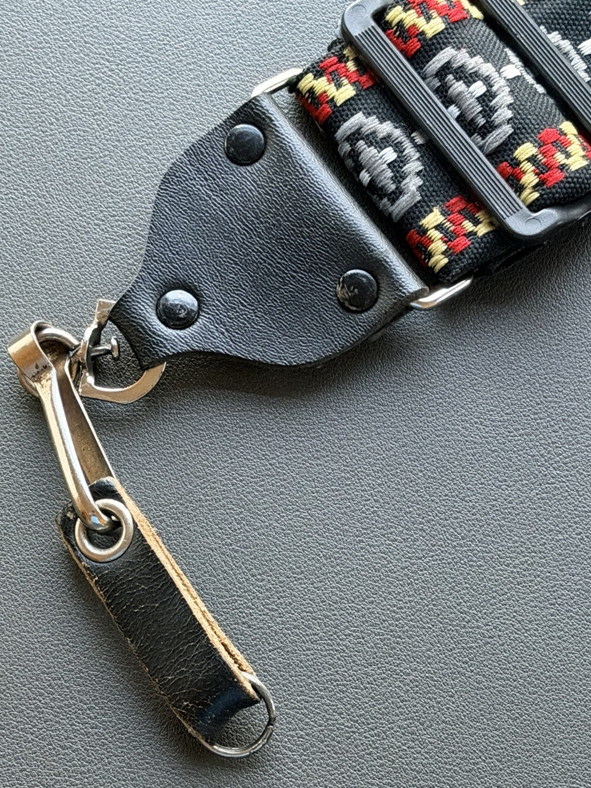 Vintage 70’s Hippie Style Camera Strap and Clip Attachments Red & Black