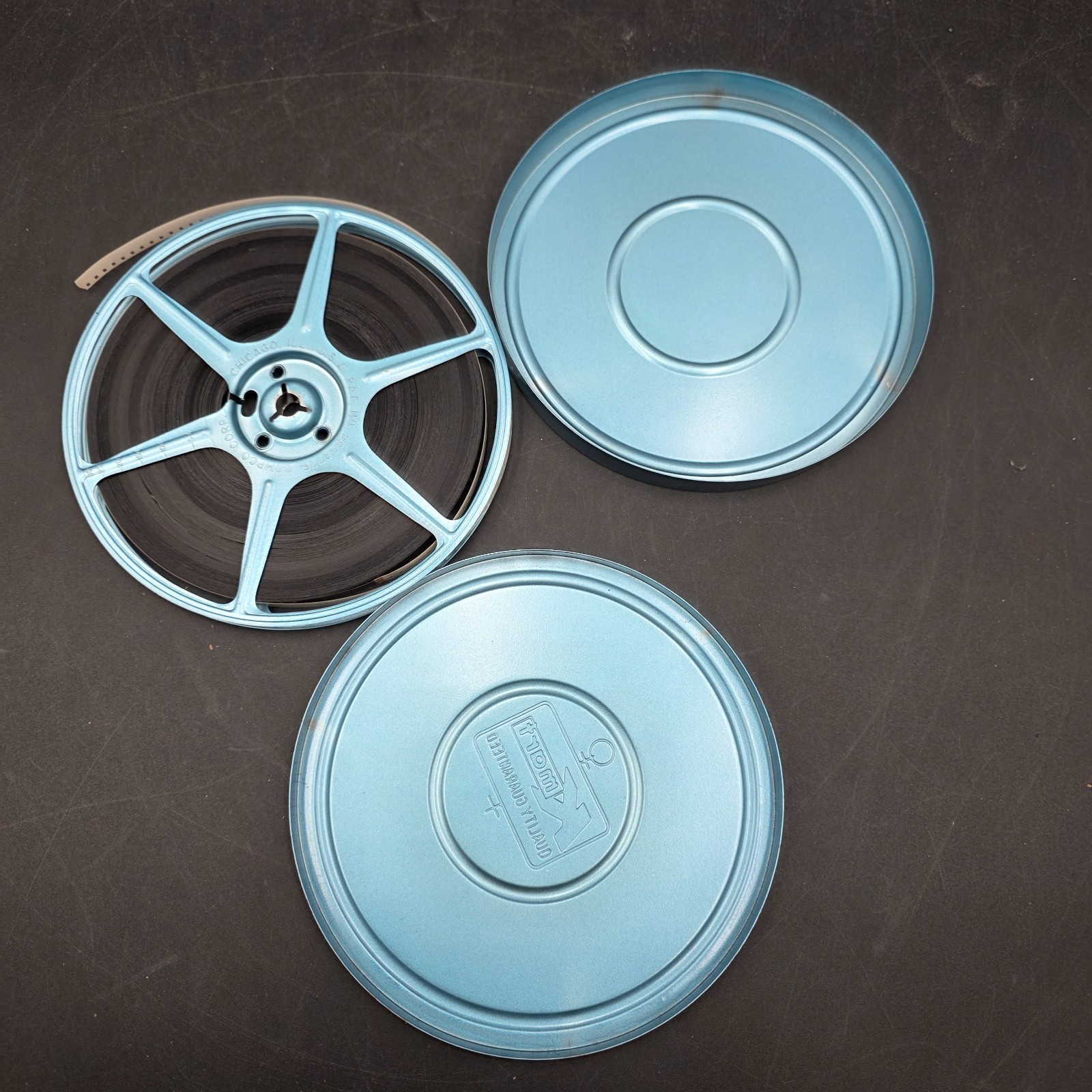 Vintage USED 8mm Film Blue Reel and Blue Case No. 2653775 w Film
