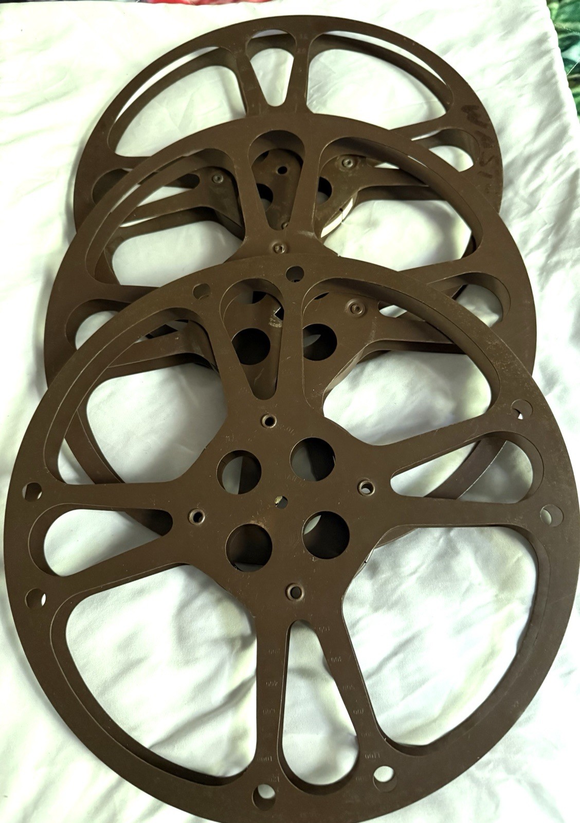 3 Vintage Goldberg Bros 16mm Metal Film Reels Lot of 3 1600’ 13.75” Diameter
