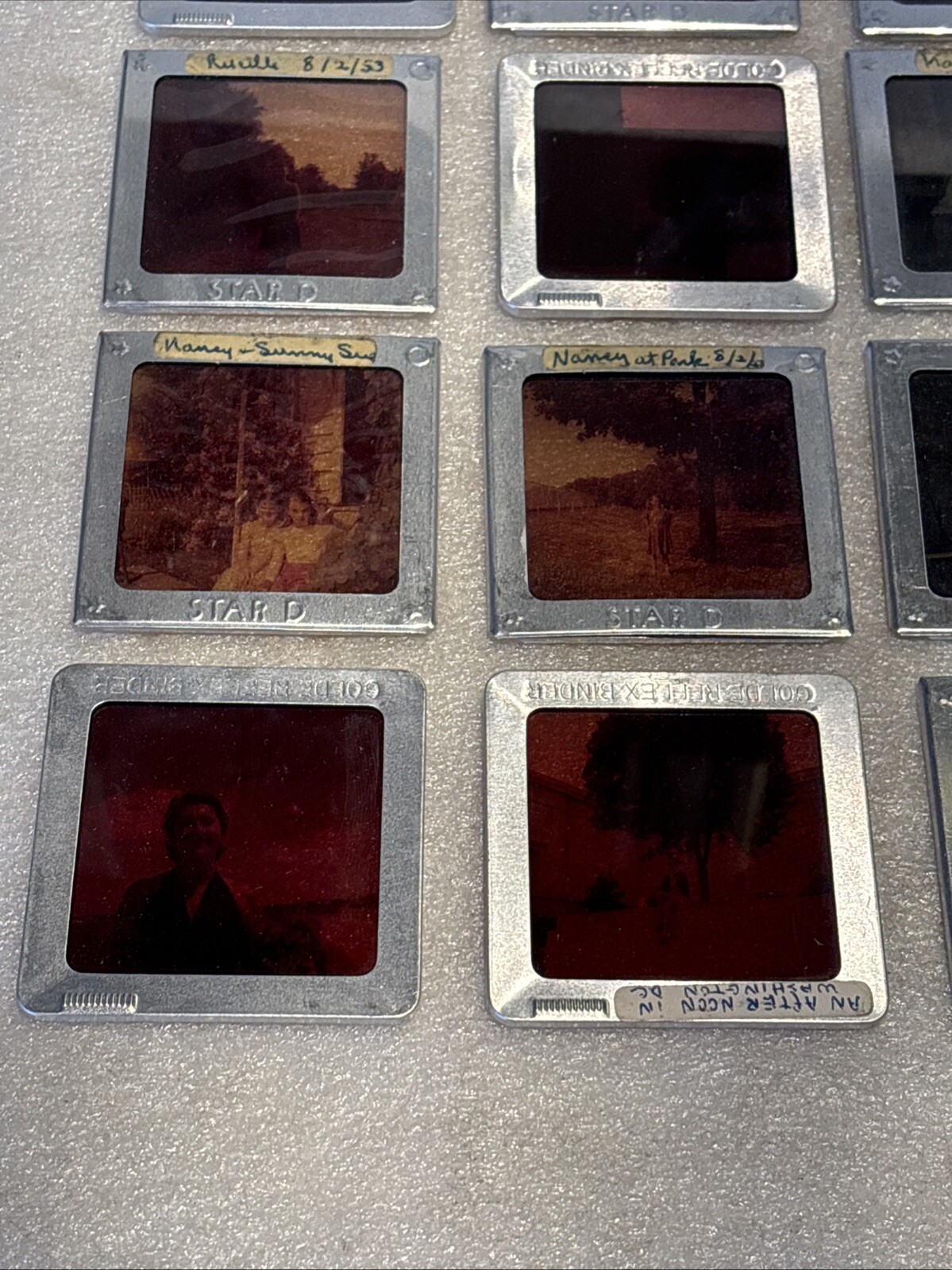 Vtg Lot of 28 Photos From 1950’s In Davidson Star D Slide Binders Beach, Family