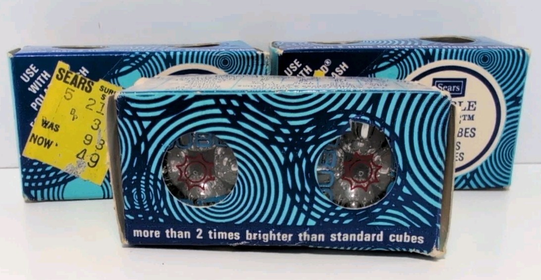 Vintage SEARS Double Bright Flashcubes Lot Of 3 – 6 Flashcubes Total