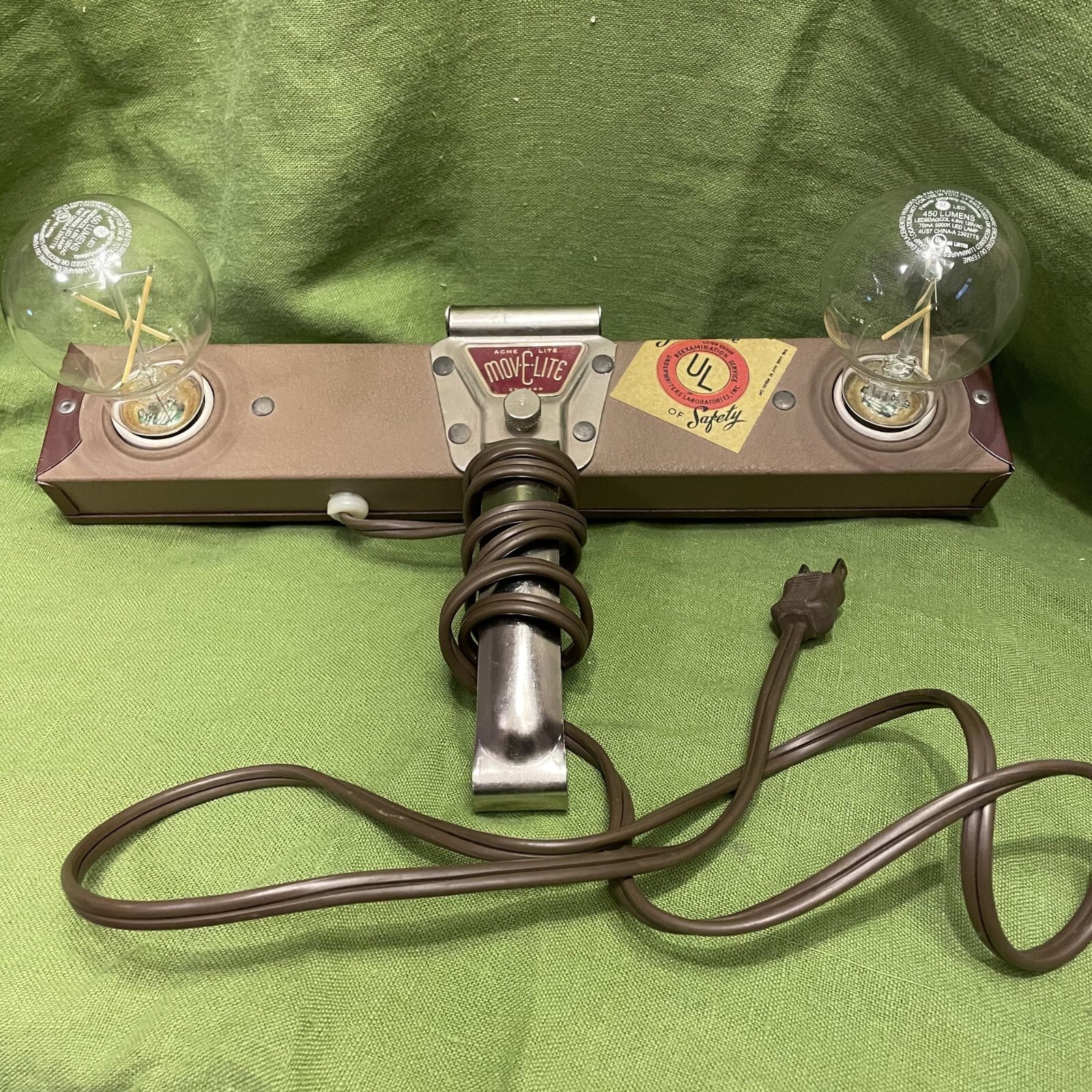 60s Vintage Mov-E-Lite Acme-Lite Exposure Spindial Light Fixture *WORKS*